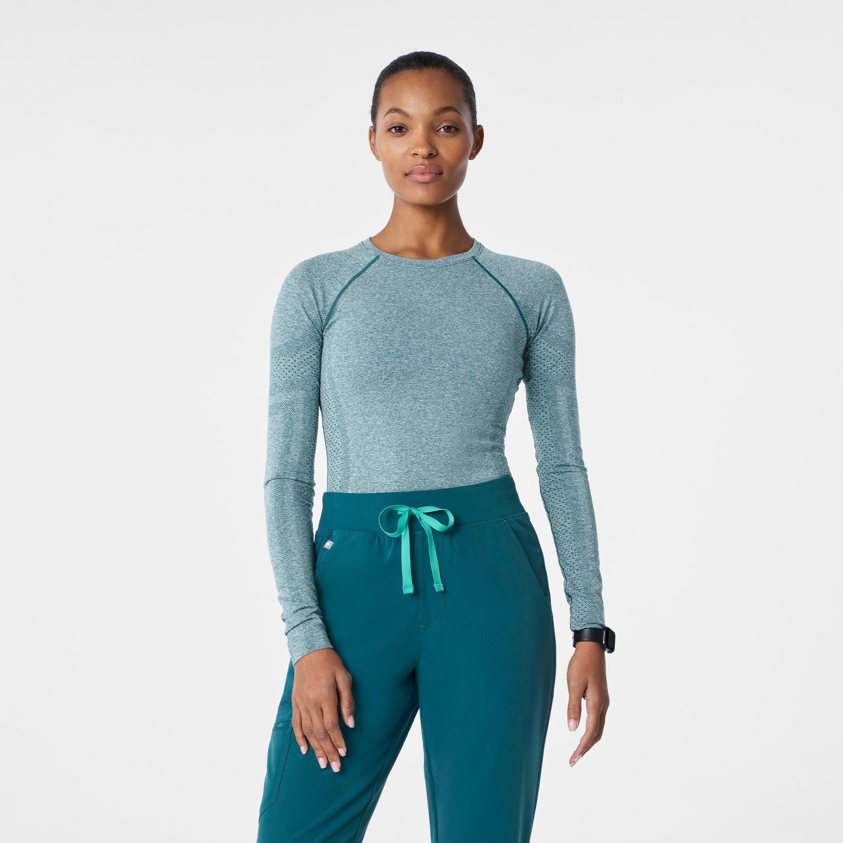 Salta Seamless Long-Sleeve Underscrub - Caribbean Blue