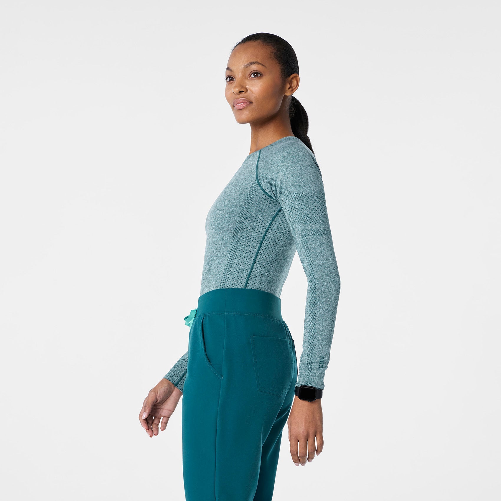 Salta Seamless Long-Sleeve Underscrub - Caribbean Blue