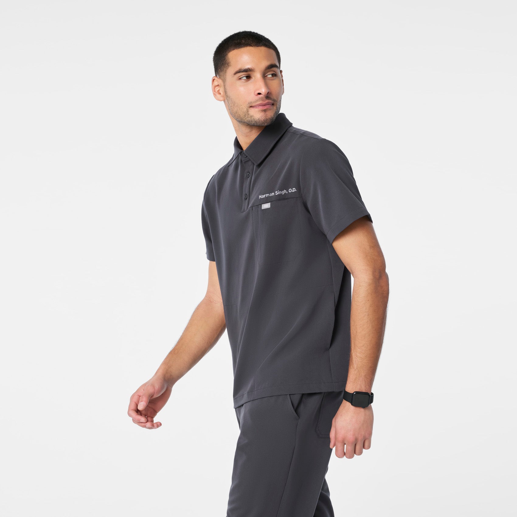 Eugene Polo Scrub Top - Charcoal