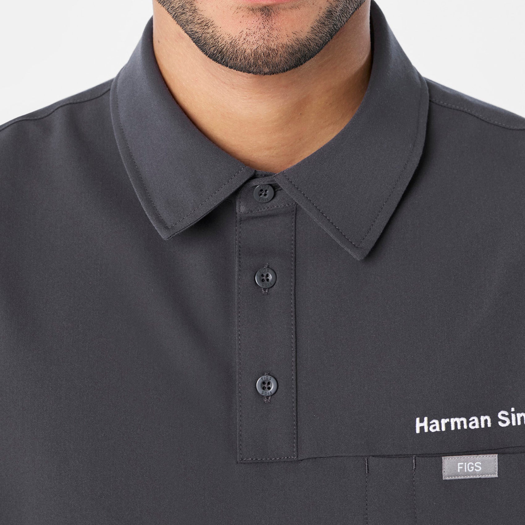 Eugene Polo Scrub Top - Charcoal