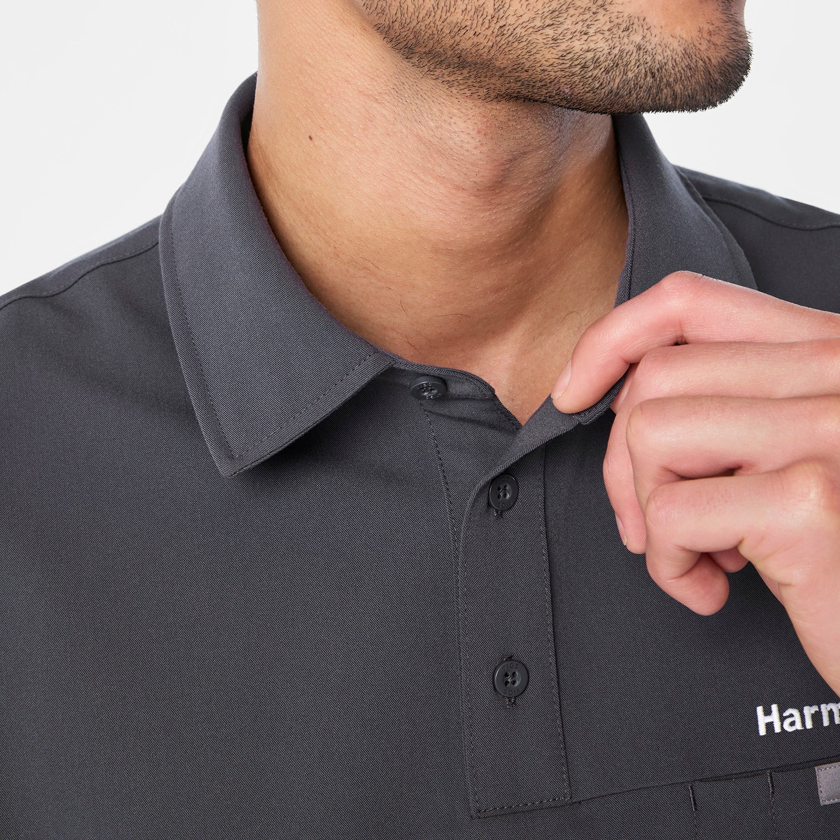 Eugene Polo Scrub Top - Charcoal