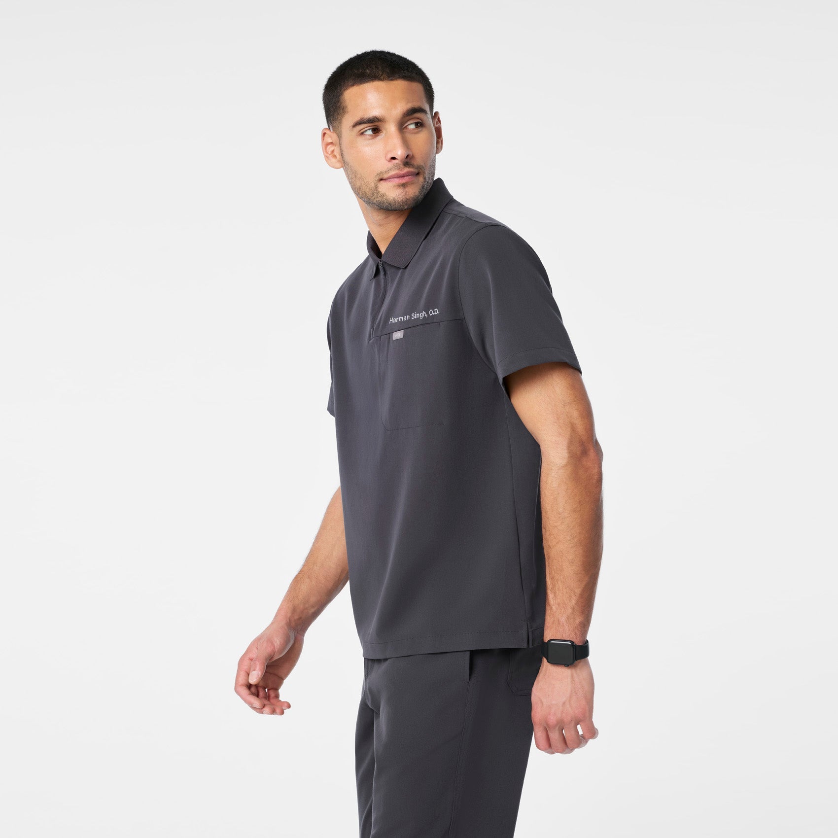 Jasper Polo Scrub Top - Charcoal