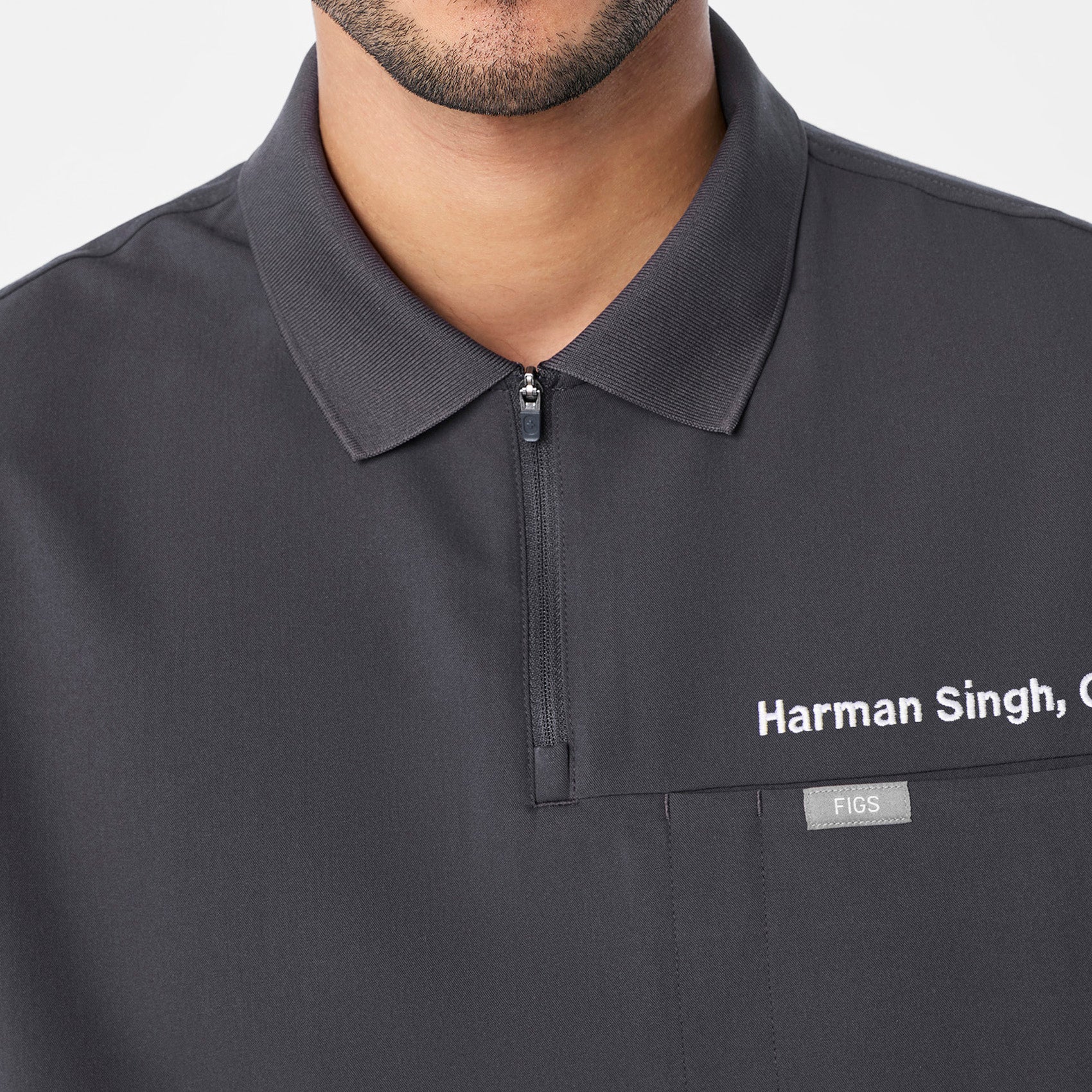 Jasper Polo Scrub Top - Charcoal