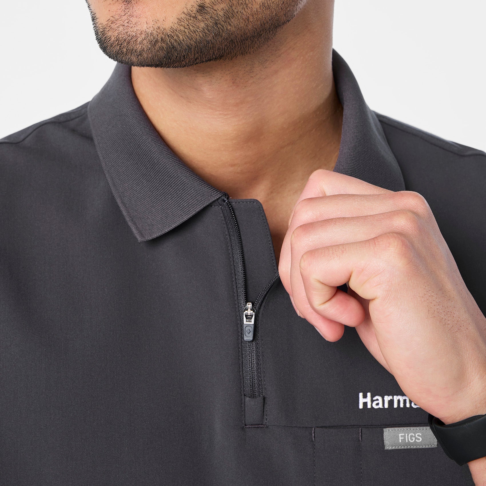 Jasper Polo Scrub Top - Charcoal