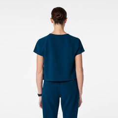 Arua Cropped Crewneck Scrub Top - Deep Reef