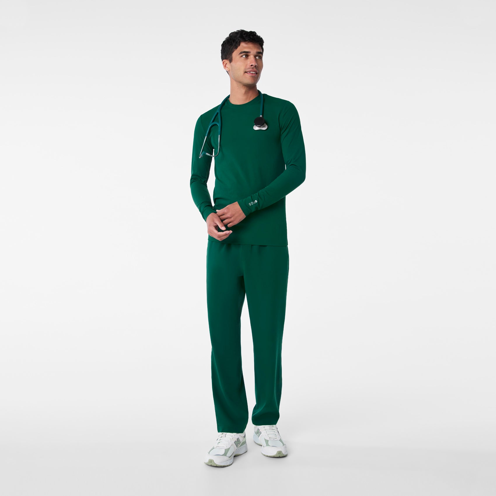 Thomas Ribbed Long-Sleeve Underscrub - Forest Green