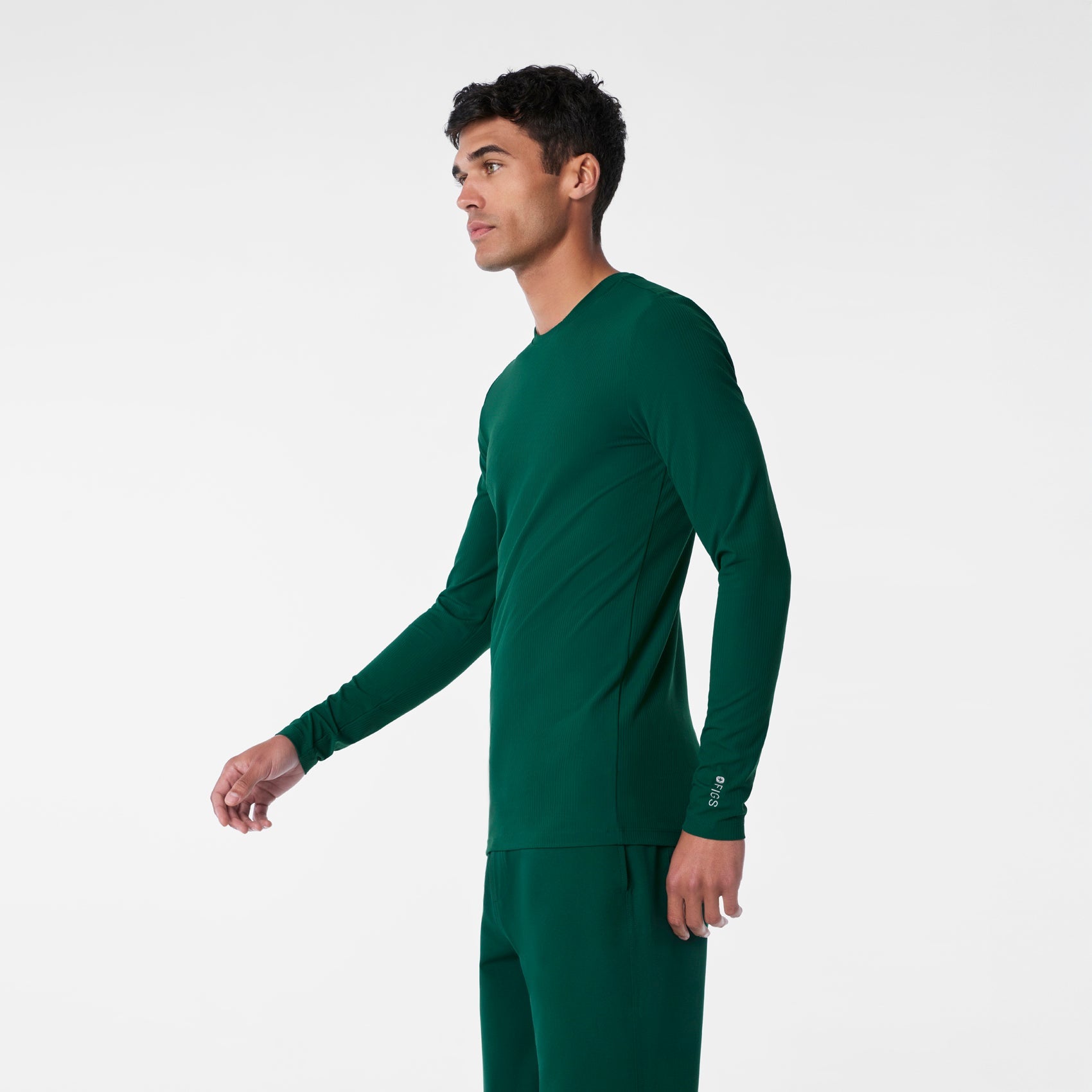 Thomas Ribbed Long-Sleeve Underscrub - Forest Green