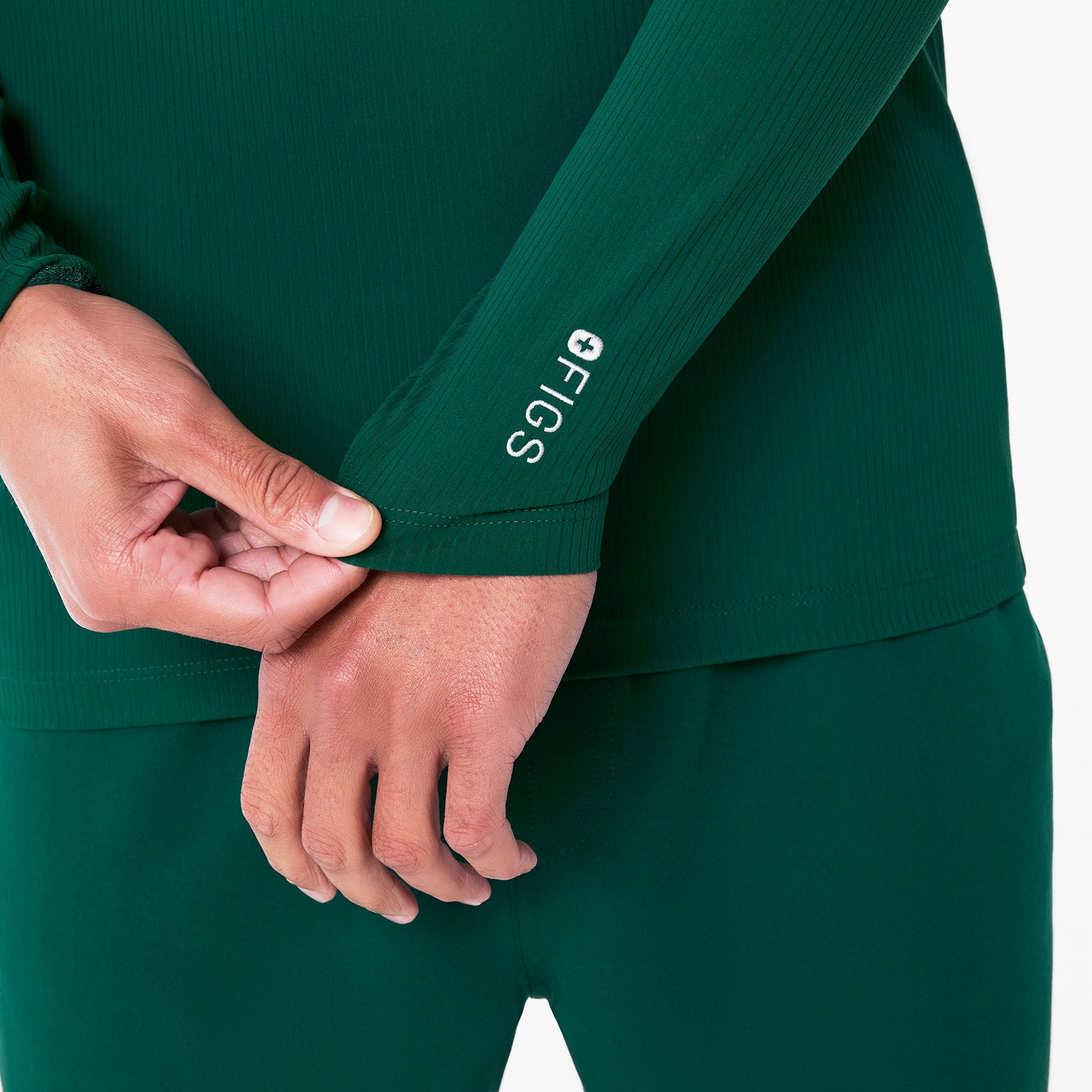 Thomas Ribbed Long-Sleeve Underscrub - Forest Green