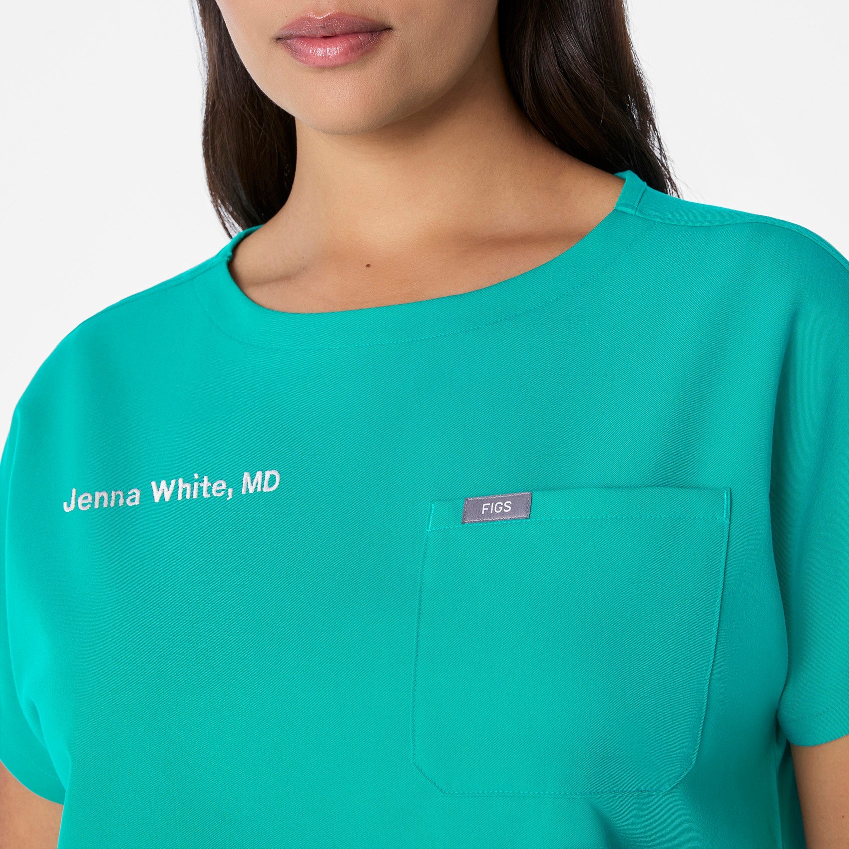 Arua Cropped Crewneck Scrub Top - Lagoon