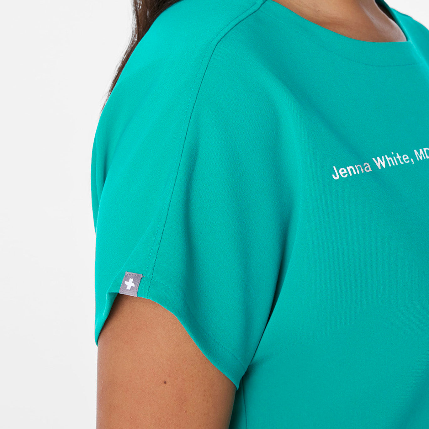 Arua Cropped Crewneck Scrub Top - Lagoon