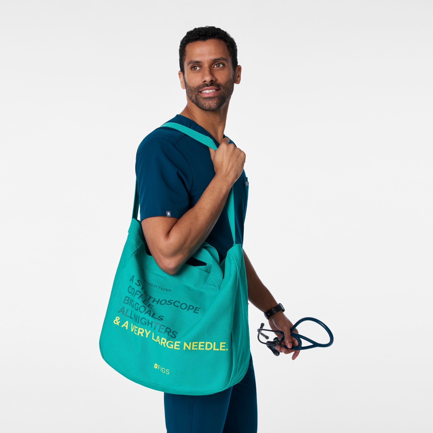 A Very Large Needle Canvas Tote - Lagoon