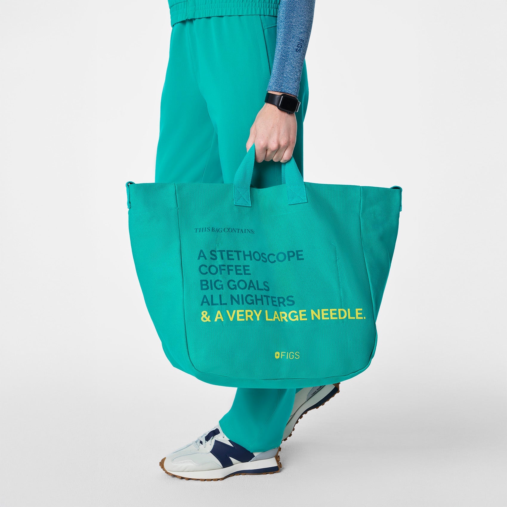 A Very Large Needle Canvas Tote - Lagoon