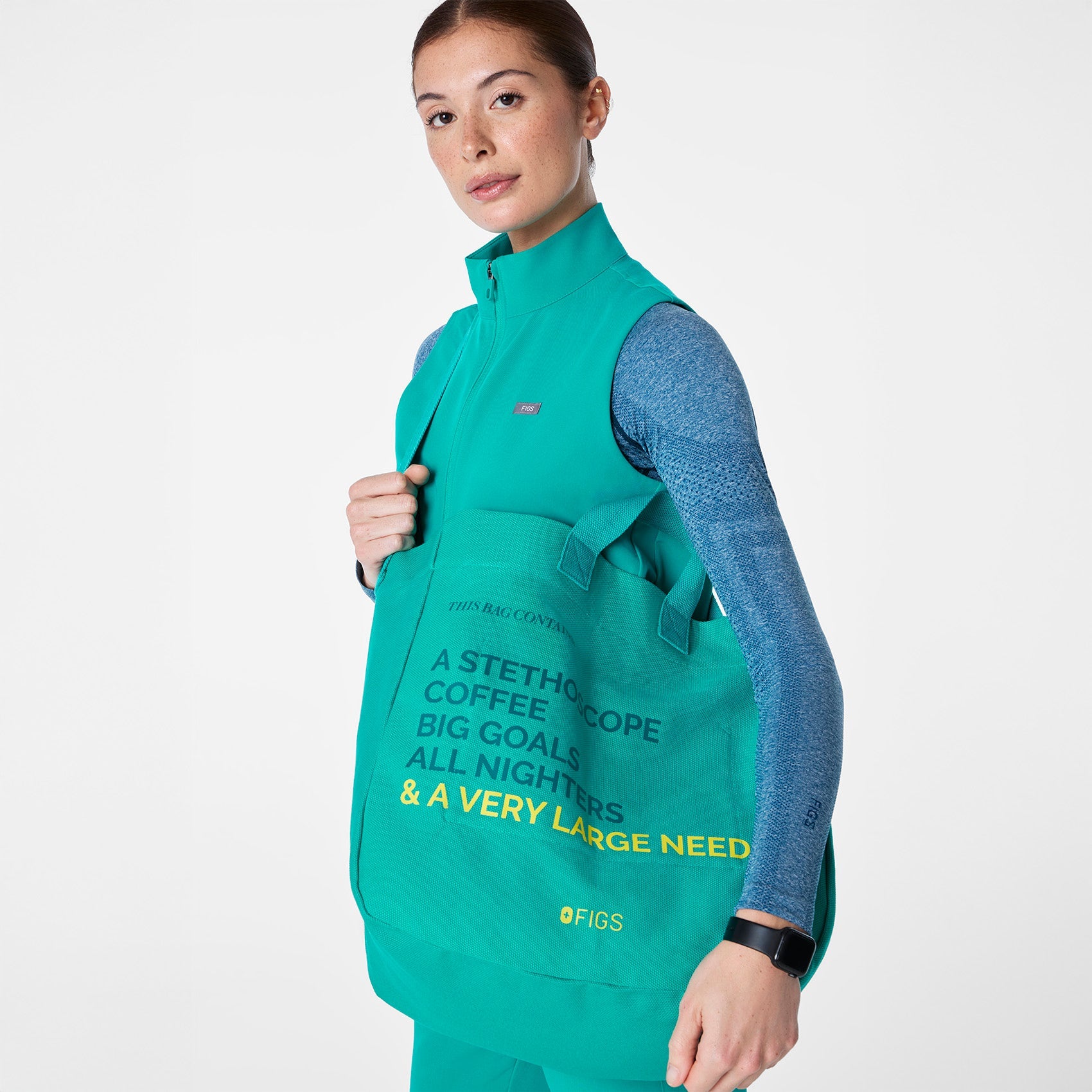 A Very Large Needle Canvas Tote - Lagoon