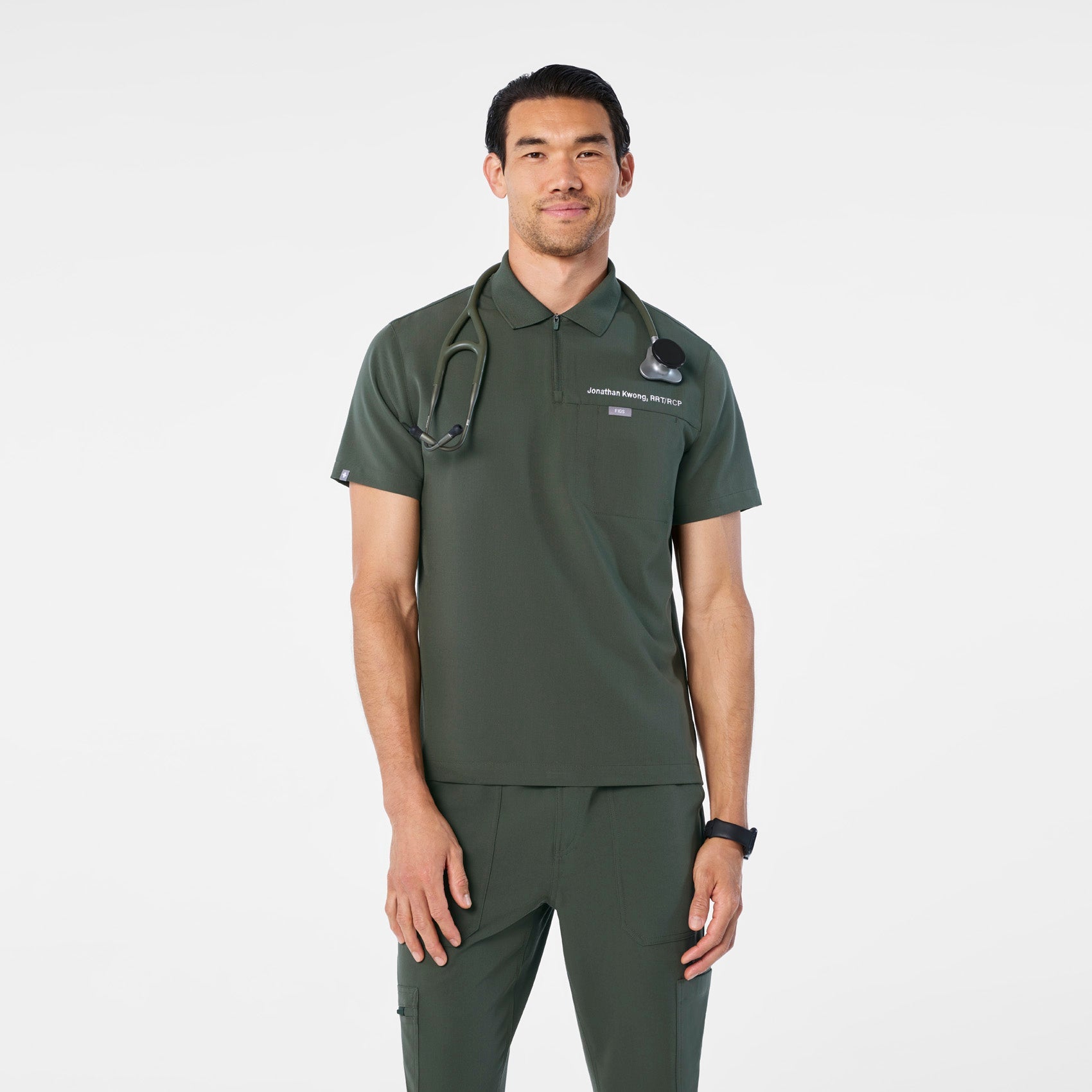 Jasper Polo Scrub Top - Moss