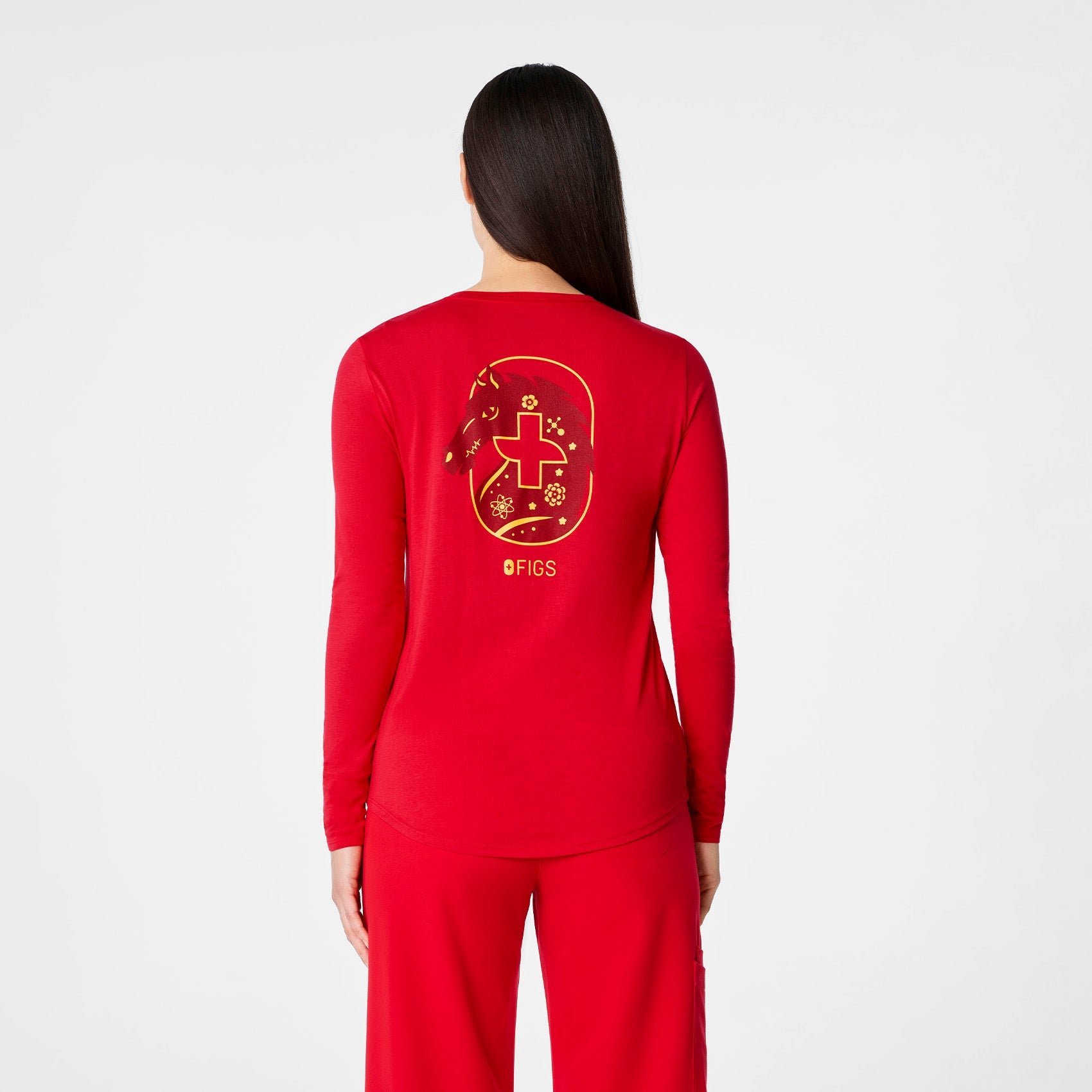 Luck Looks Good on You Long-Sleeve Underscrub - Pop Red
