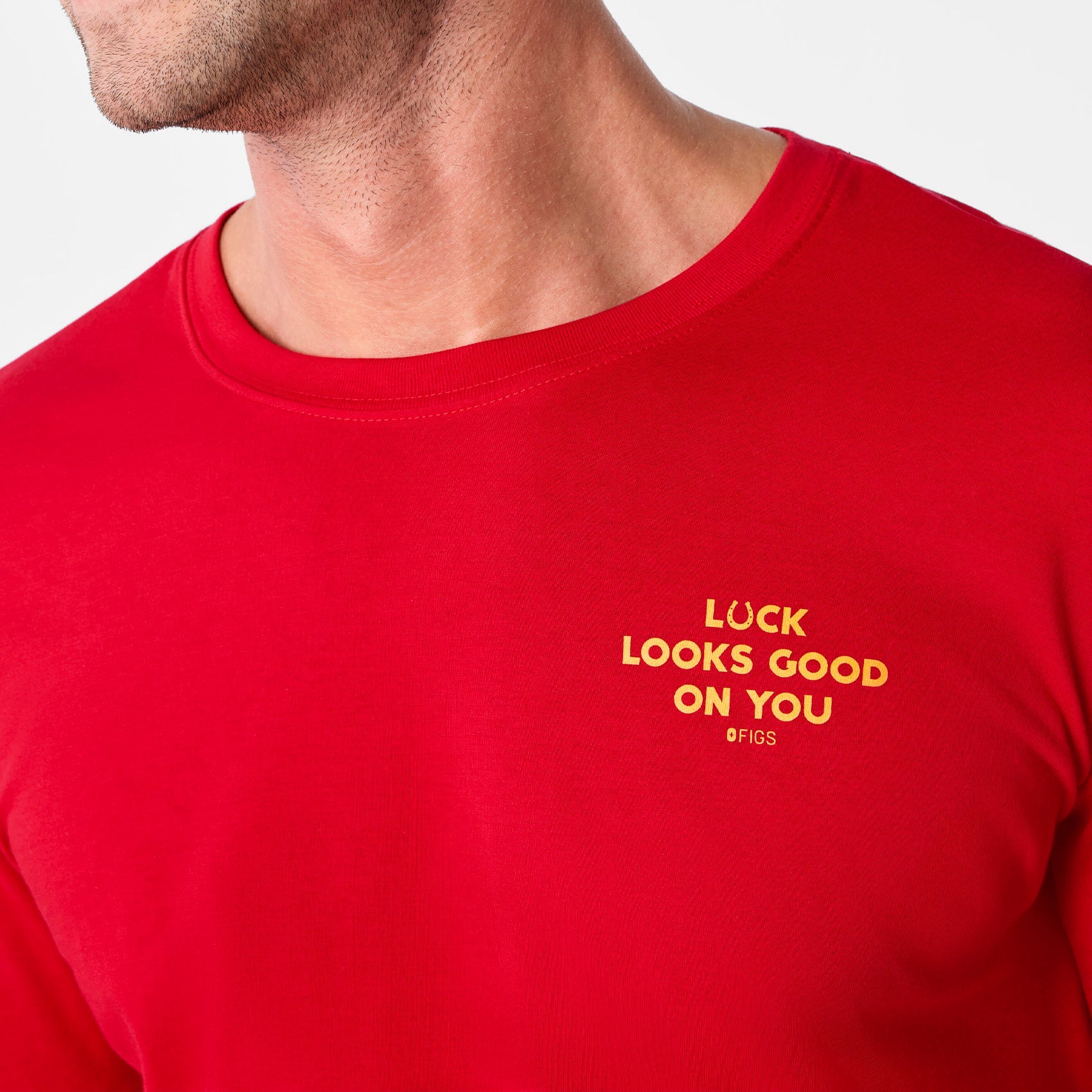 Luck Looks Good on You Long-Sleeve Underscrub - Pop Red