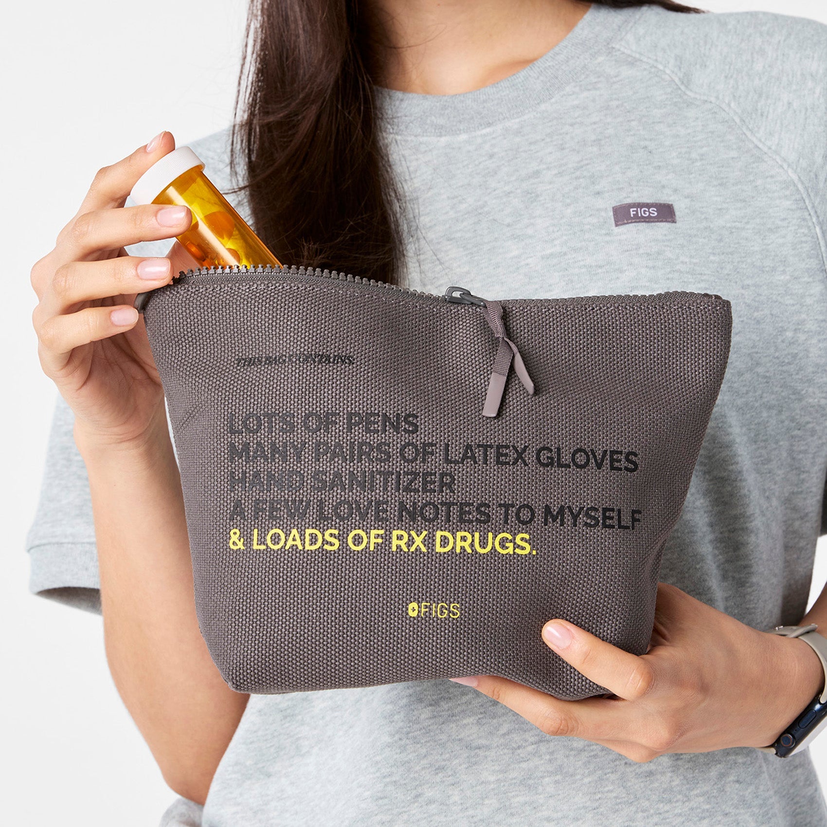 FIGS Canvas Pouch - Dark Grey
