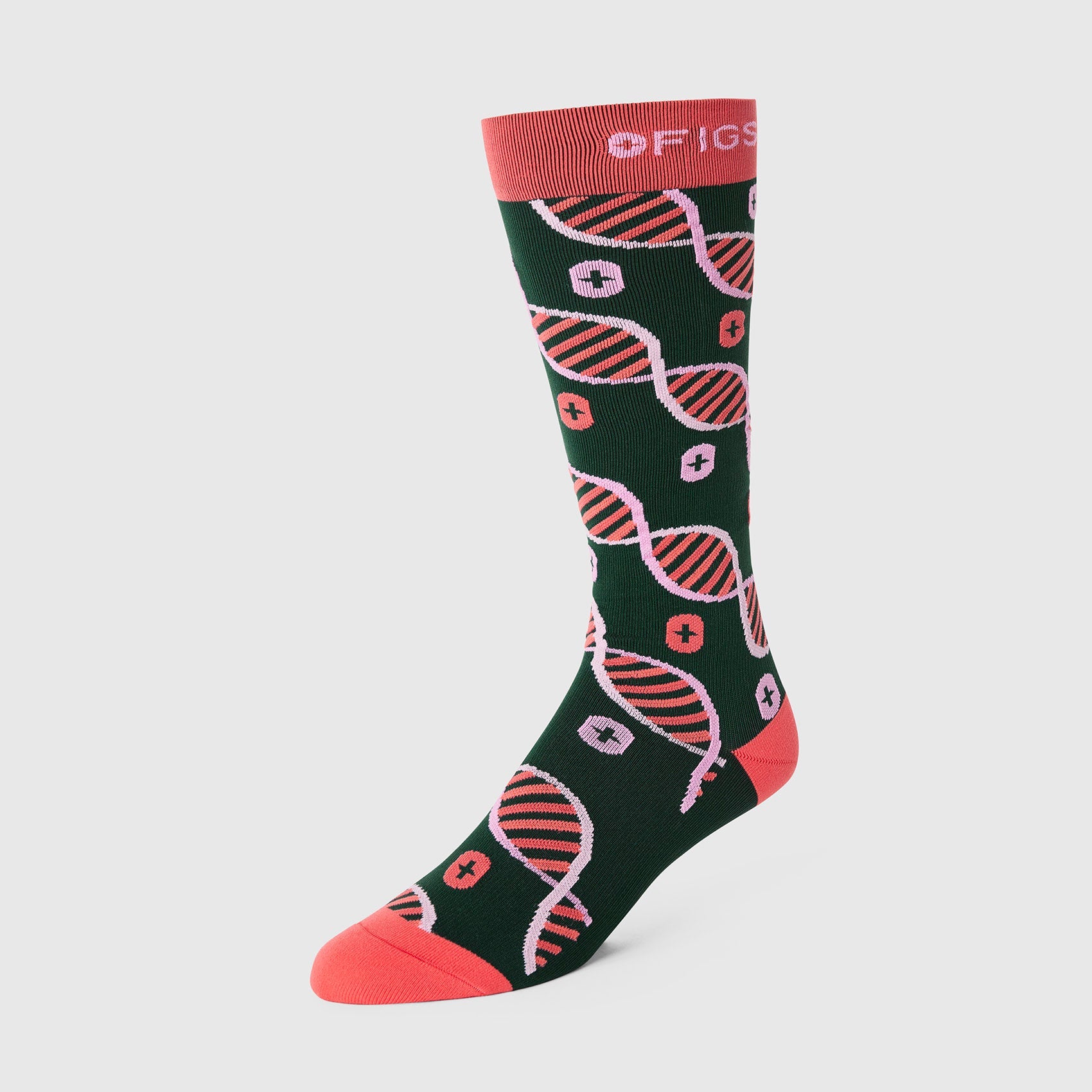 FIGS Compression Socks - DNA Strand/Forest Green