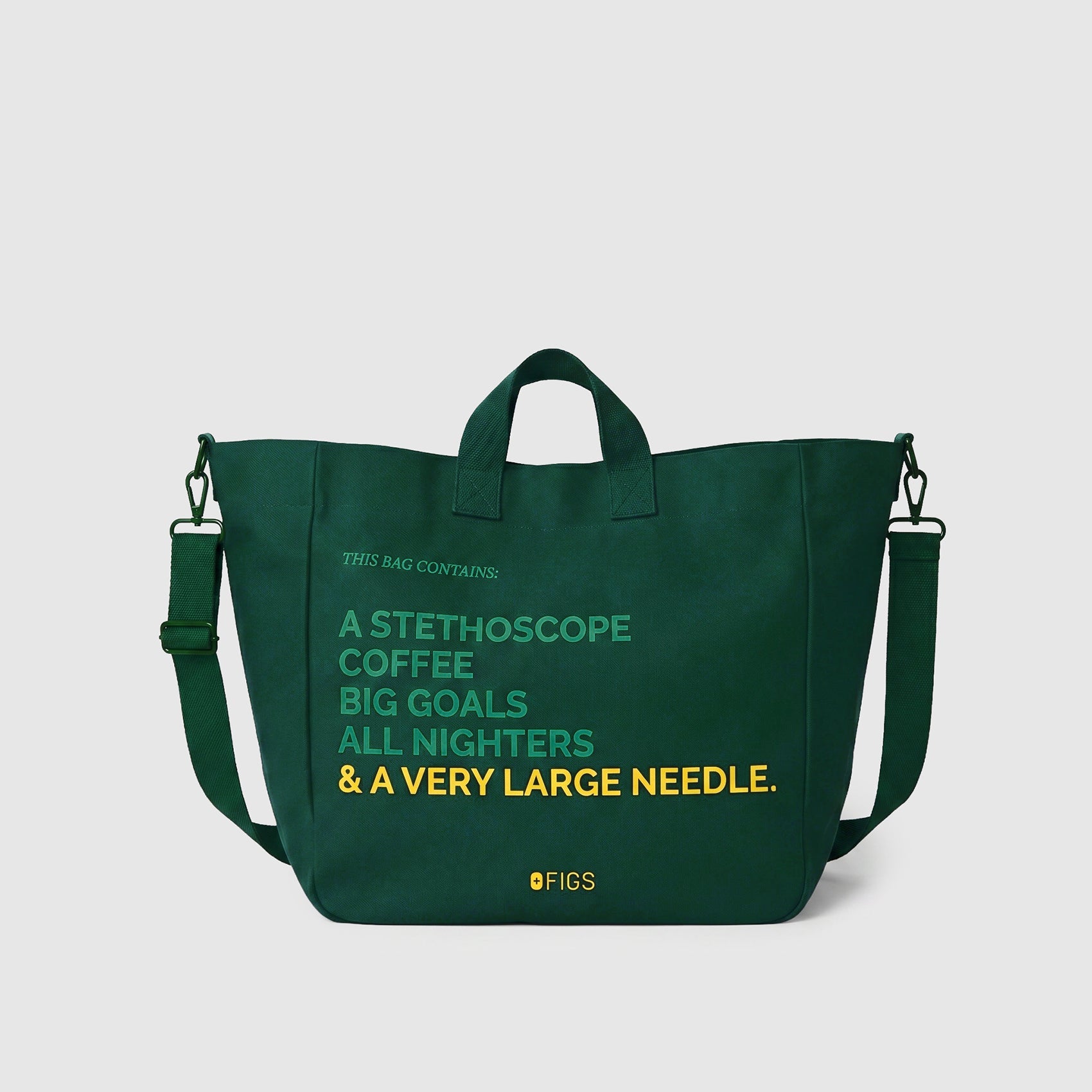 A Very Large Needle Detachable Strap Tote - Forest Green