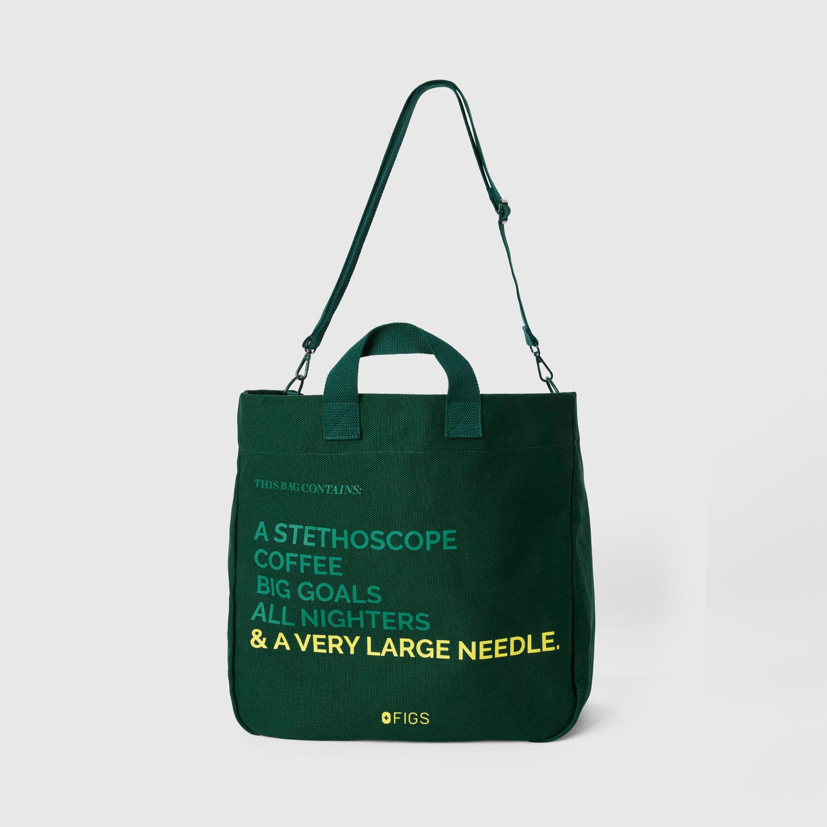 A Very Large Needle Detachable Strap Tote - Forest Green