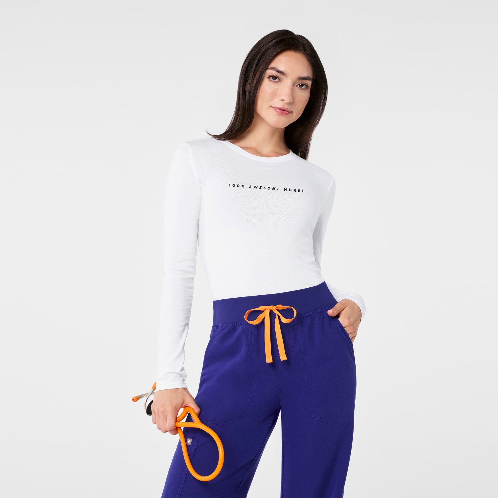 100% Awesome Long-Sleeve Underscrub - Optic White