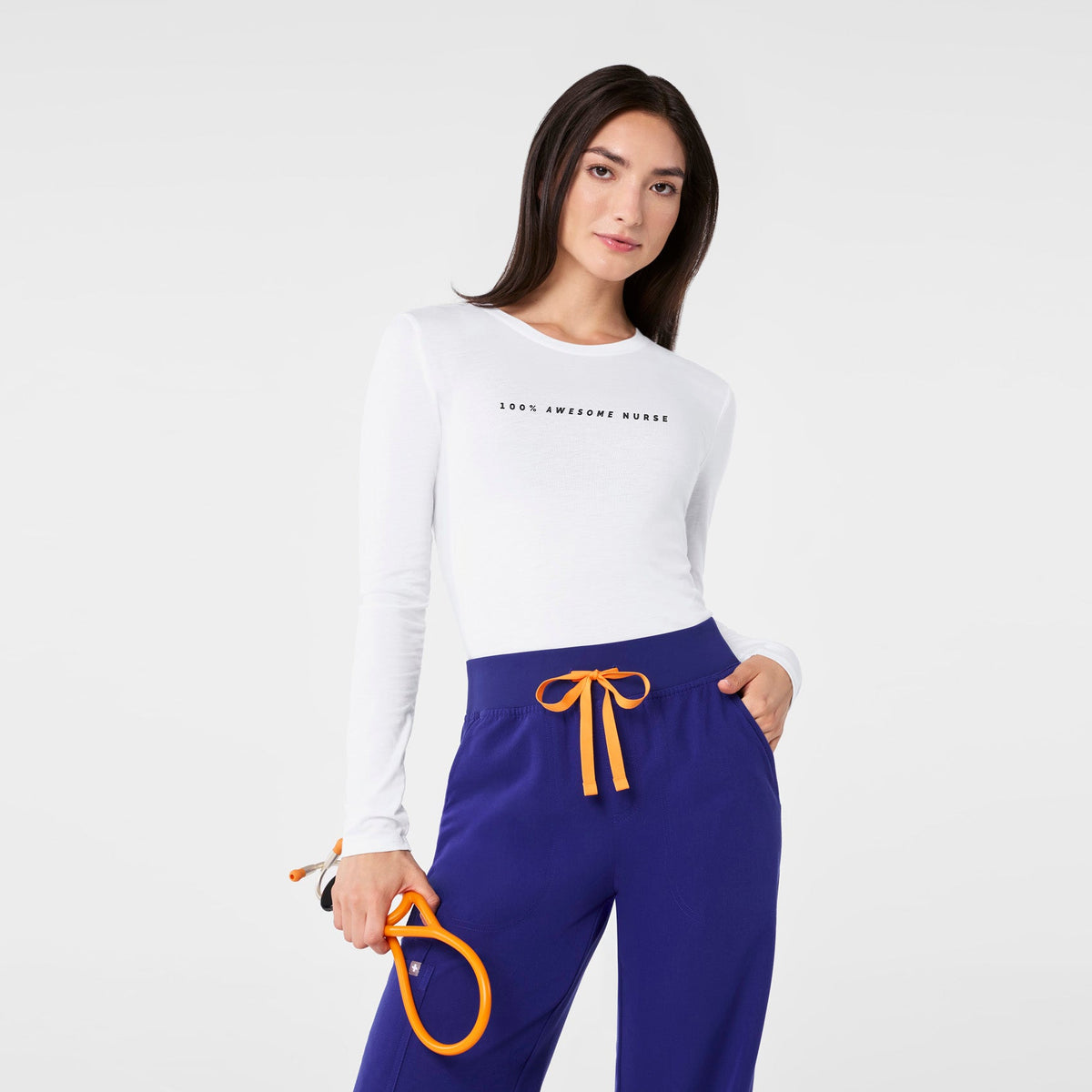 100% Awesome Long-Sleeve Underscrub - Optic White