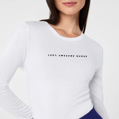 100% Awesome Long-Sleeve Underscrub - Optic White