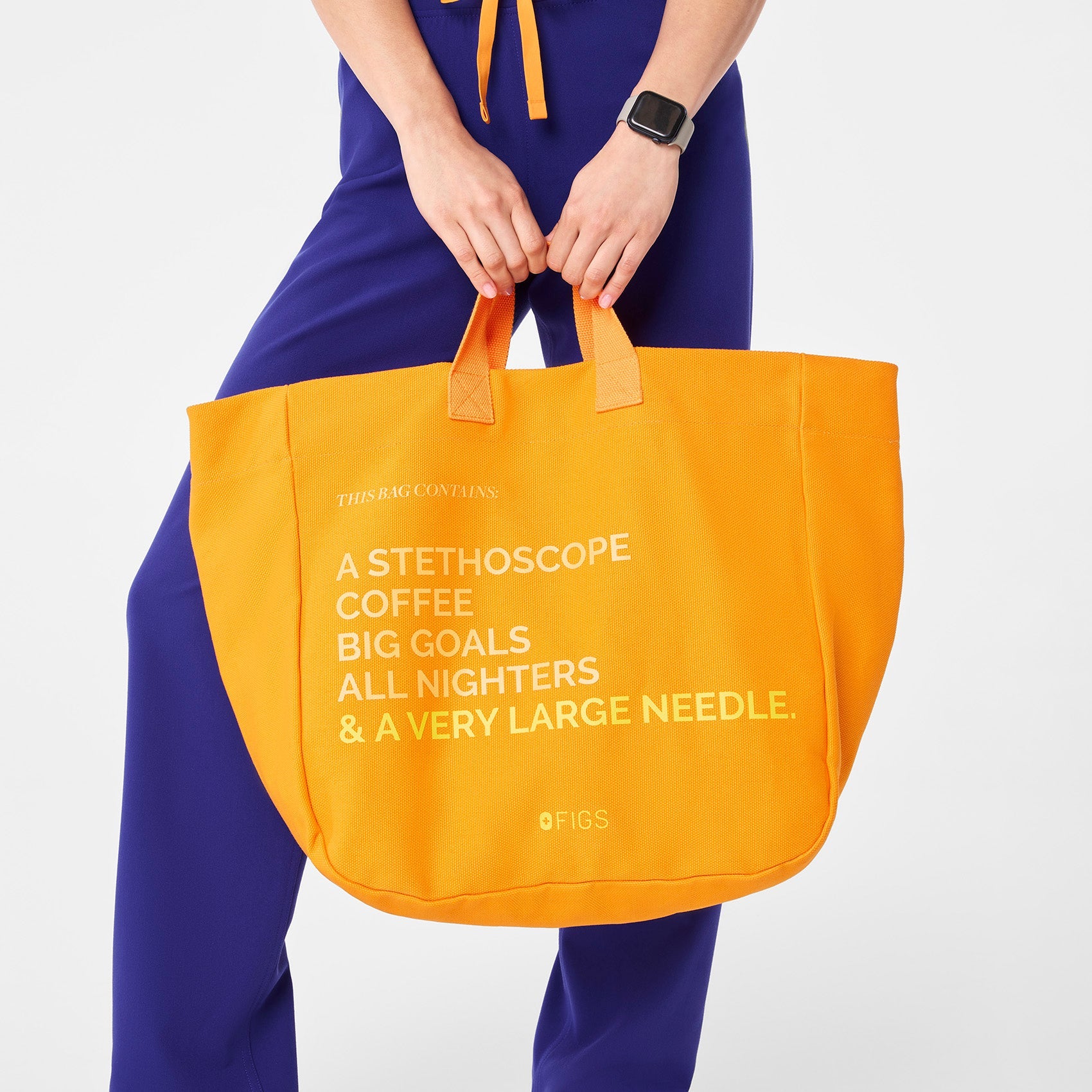 A Very Large Needle Detachable Strap Tote - Creamsicle