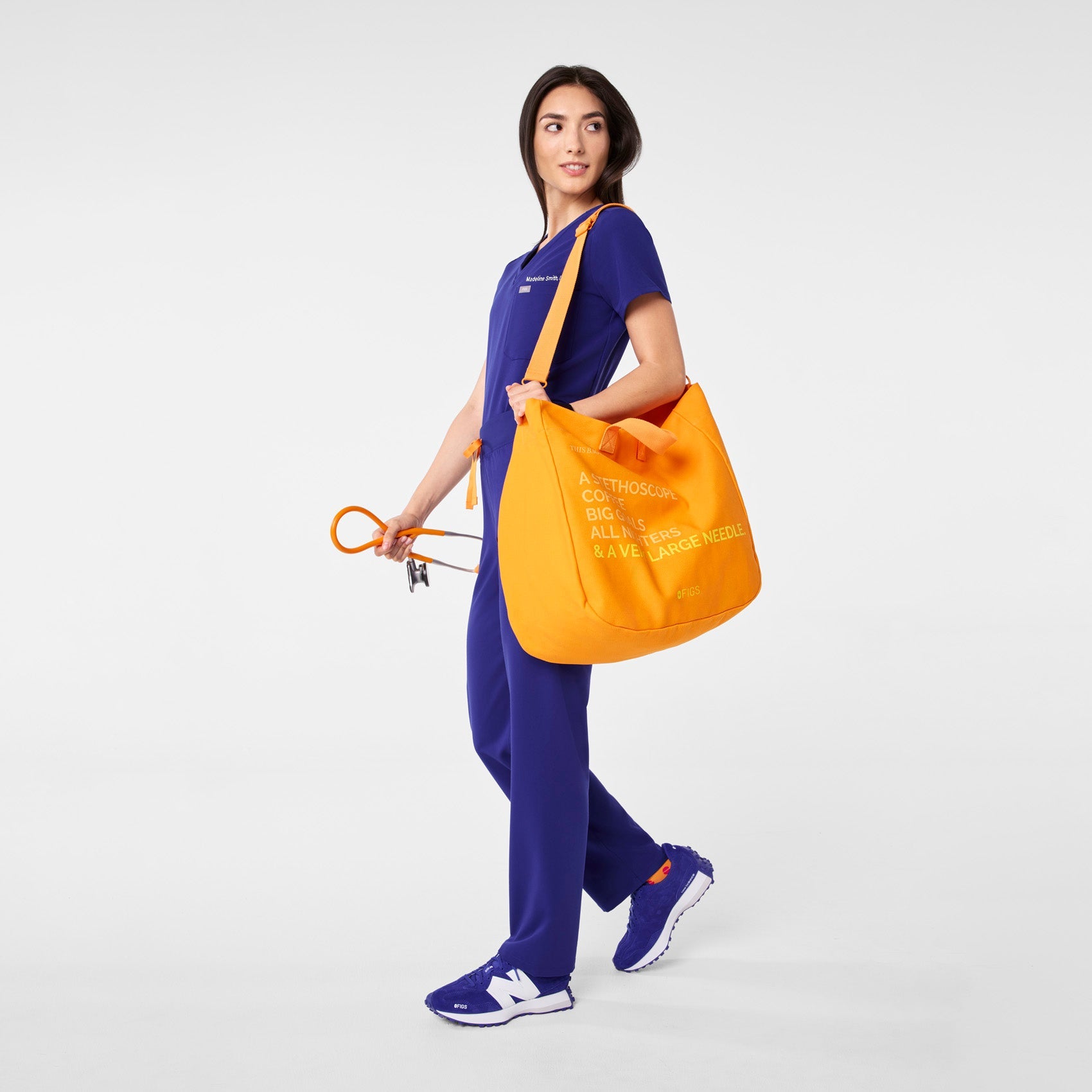 A Very Large Needle Detachable Strap Tote - Creamsicle
