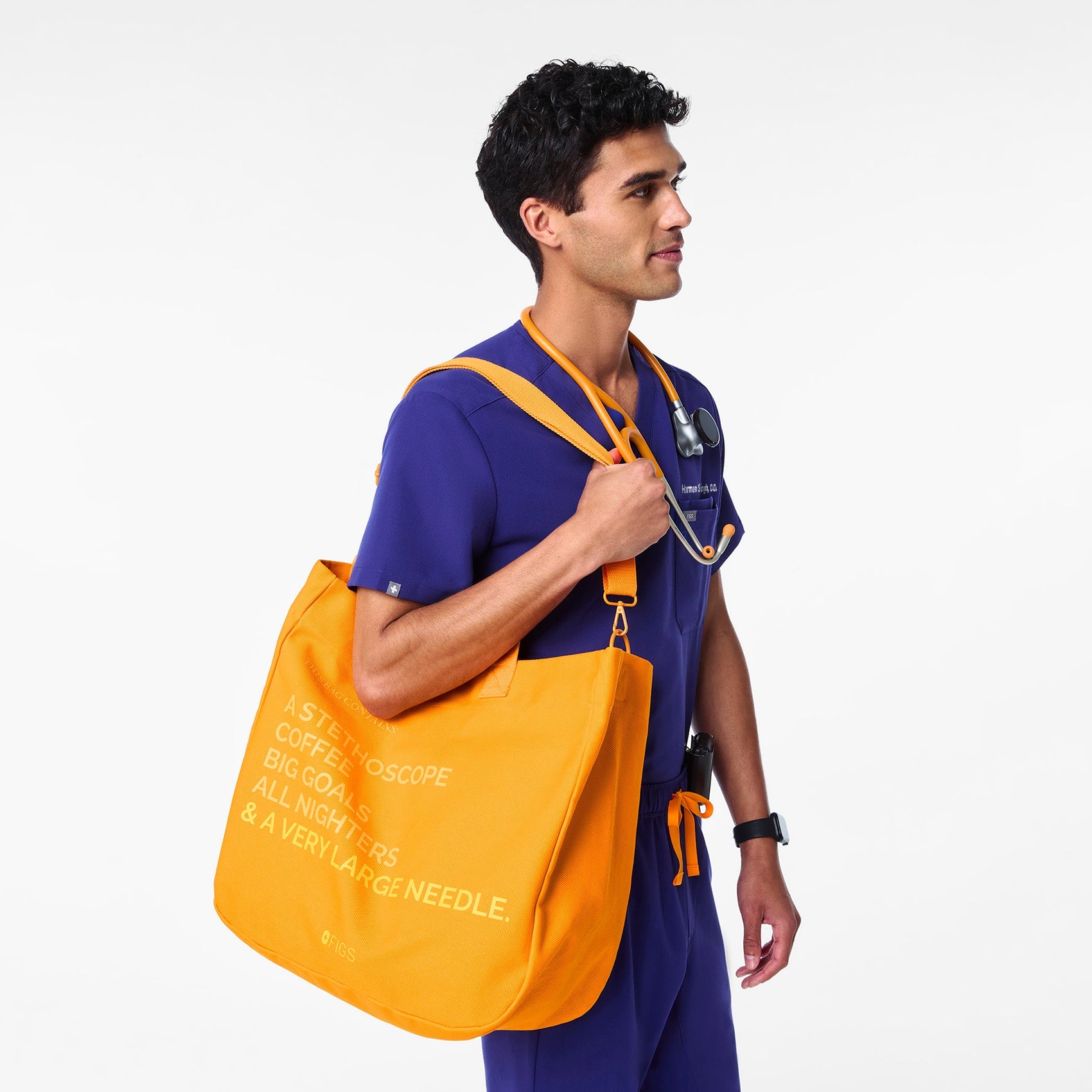 A Very Large Needle Detachable Strap Tote - Creamsicle