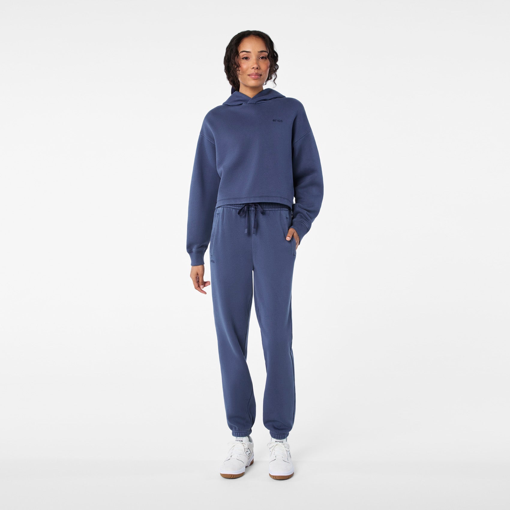 Hayden Vintage Wash Cropped Hoodie Sweatshirt - Quiet Navy