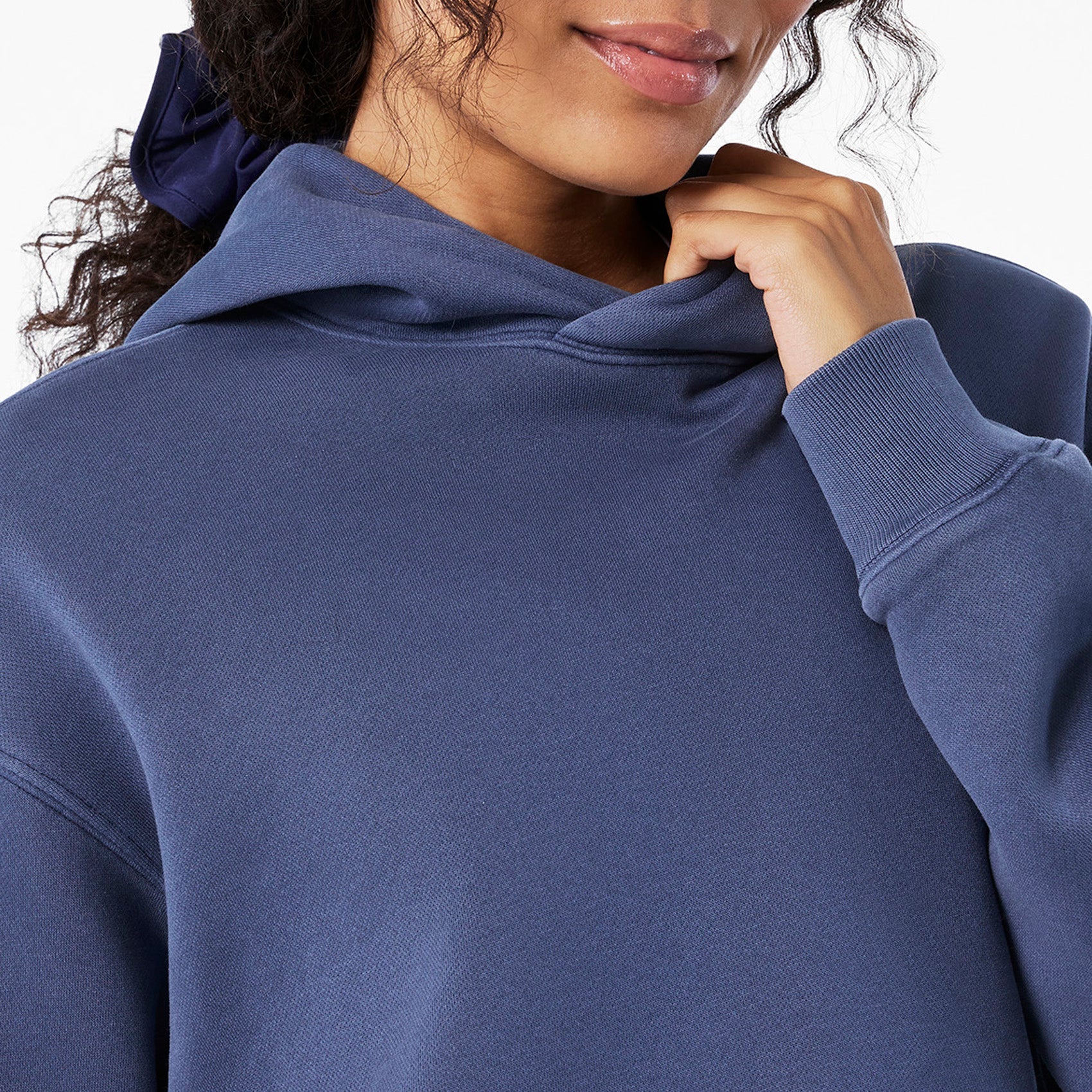 Hayden Vintage Wash Cropped Hoodie Sweatshirt - Quiet Navy