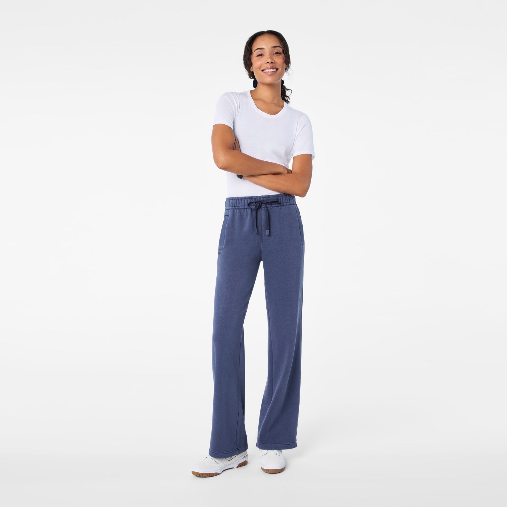 Hayden Vintage Wash Wide-Leg Sweatpants - Quiet Navy