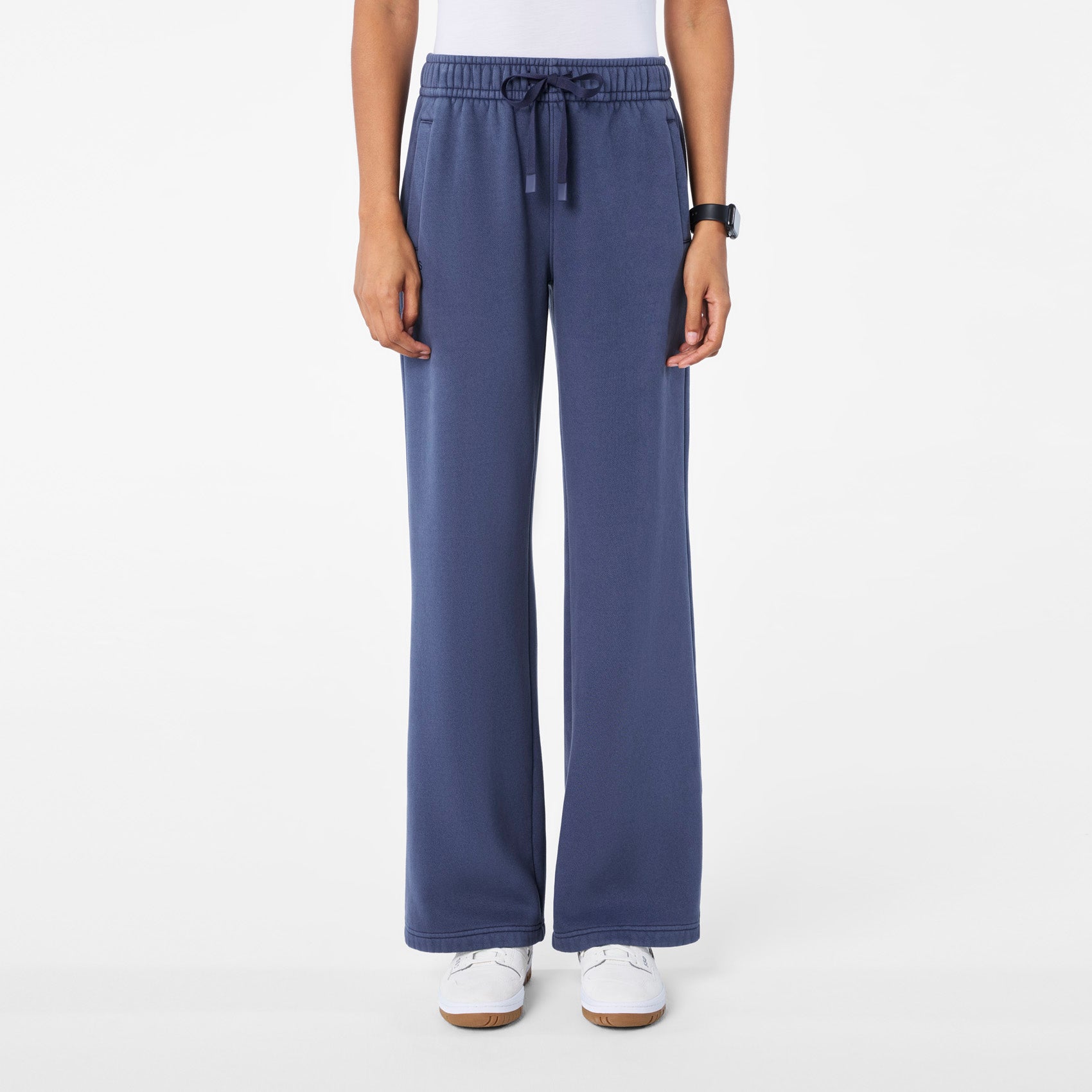 Hayden Vintage Wash Wide-Leg Sweatpants - Quiet Navy