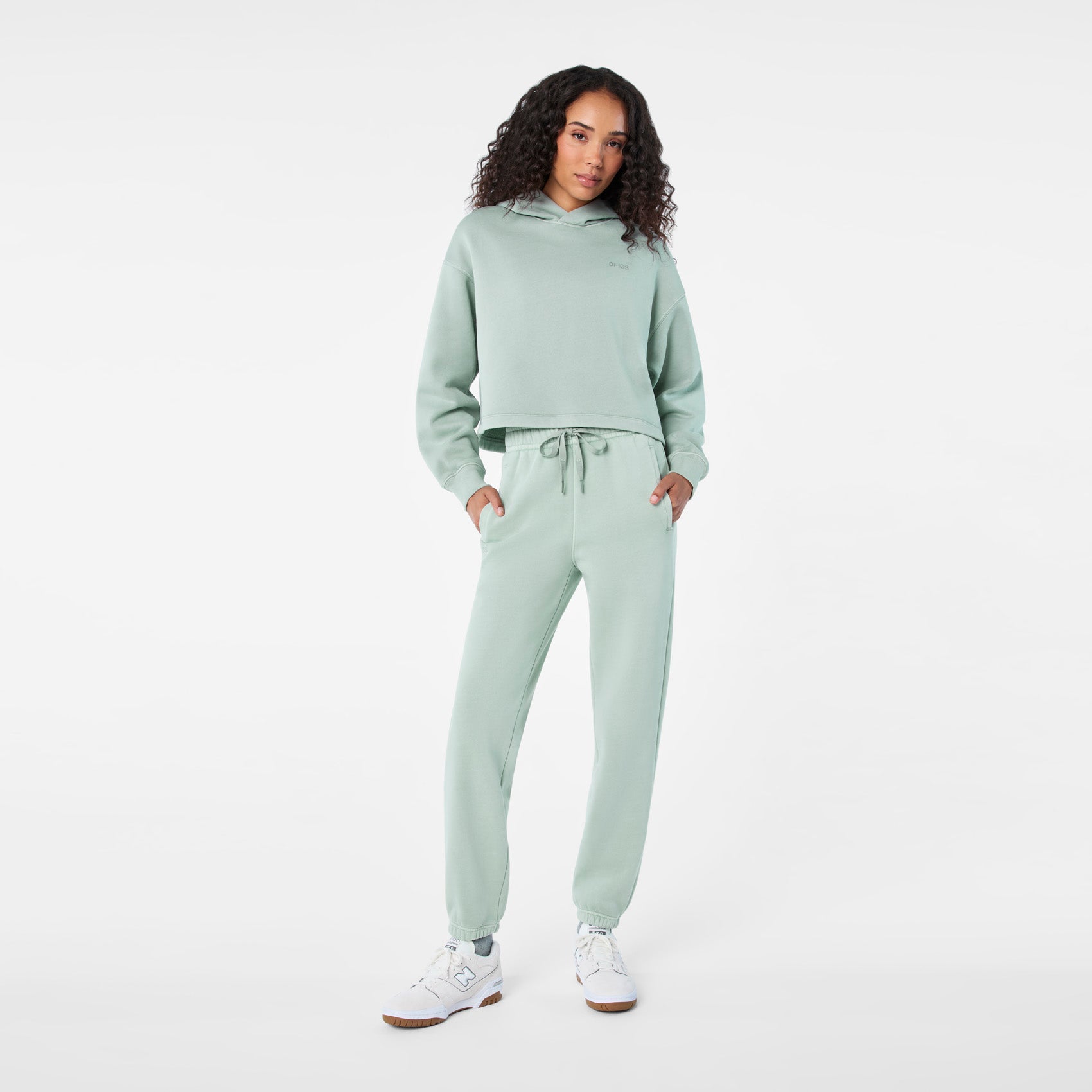 Hayden Vintage Wash Cropped Hoodie Sweatshirt - Soft Sage