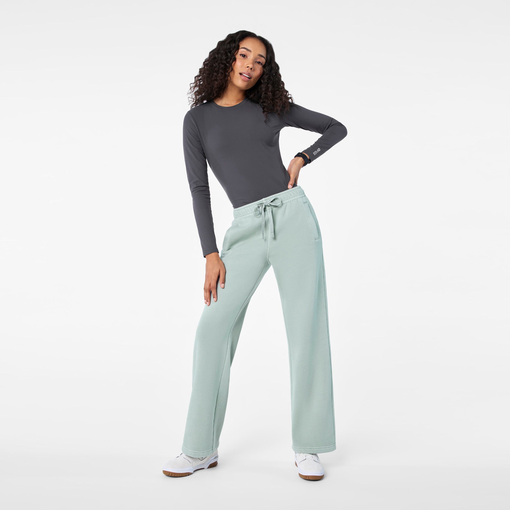 Hayden Vintage Wash Wide-Leg Sweatpants - Soft Sage