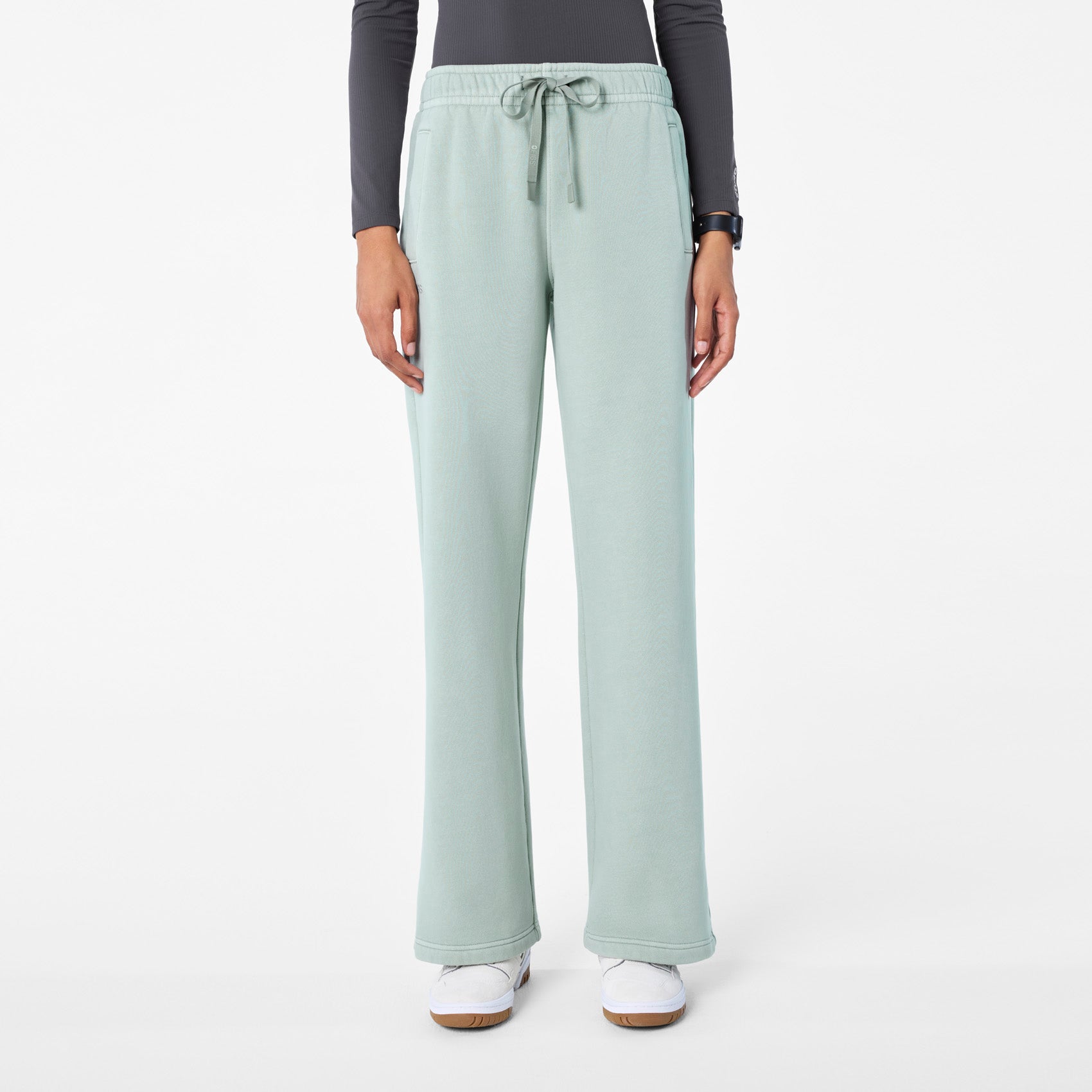 Hayden Vintage Wash Wide-Leg Sweatpants - Soft Sage