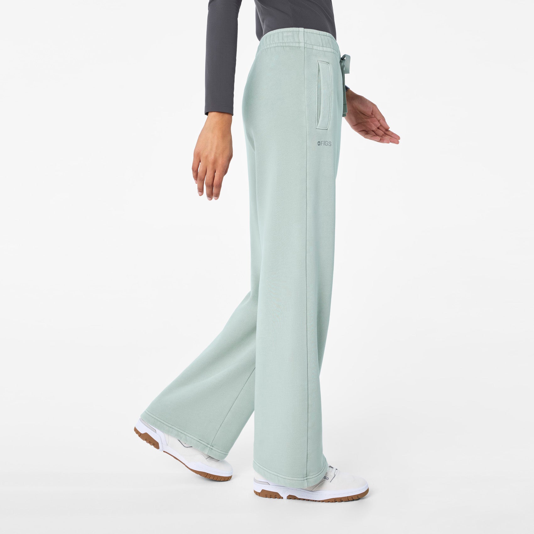 Hayden Vintage Wash Wide-Leg Sweatpants - Soft Sage
