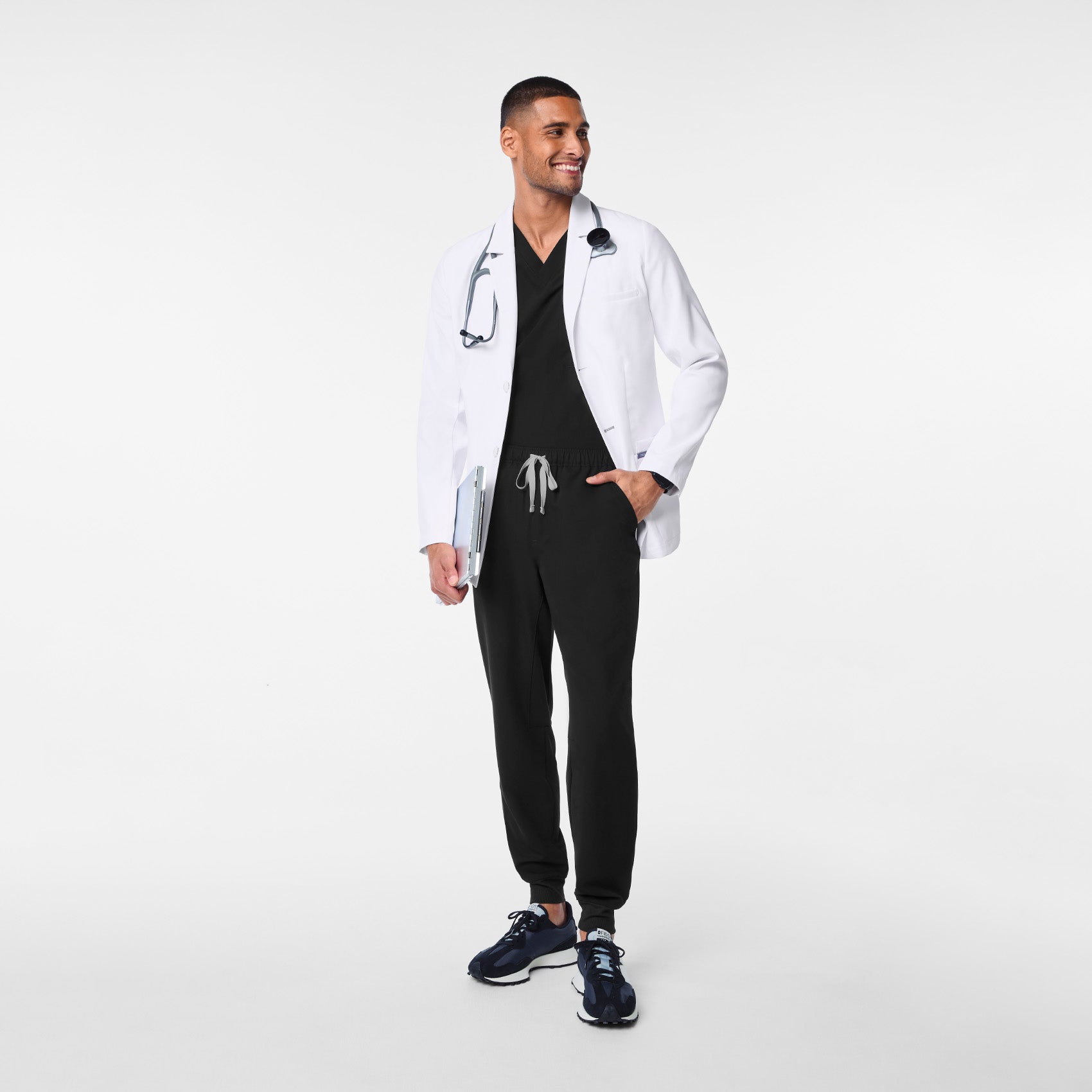 Harlem Short Slim Lab Coat - White