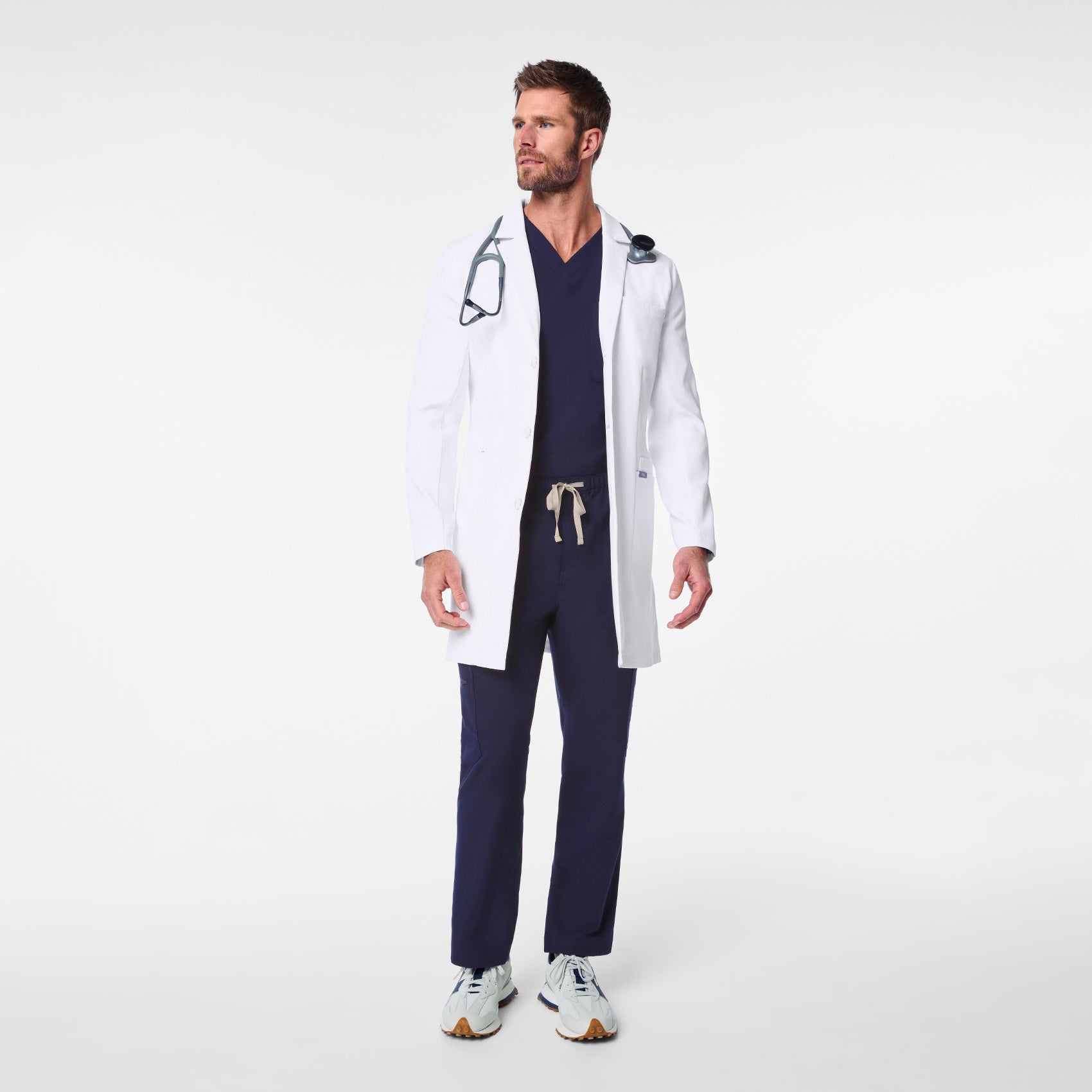 Harlem Long Slim Lab Coat - White