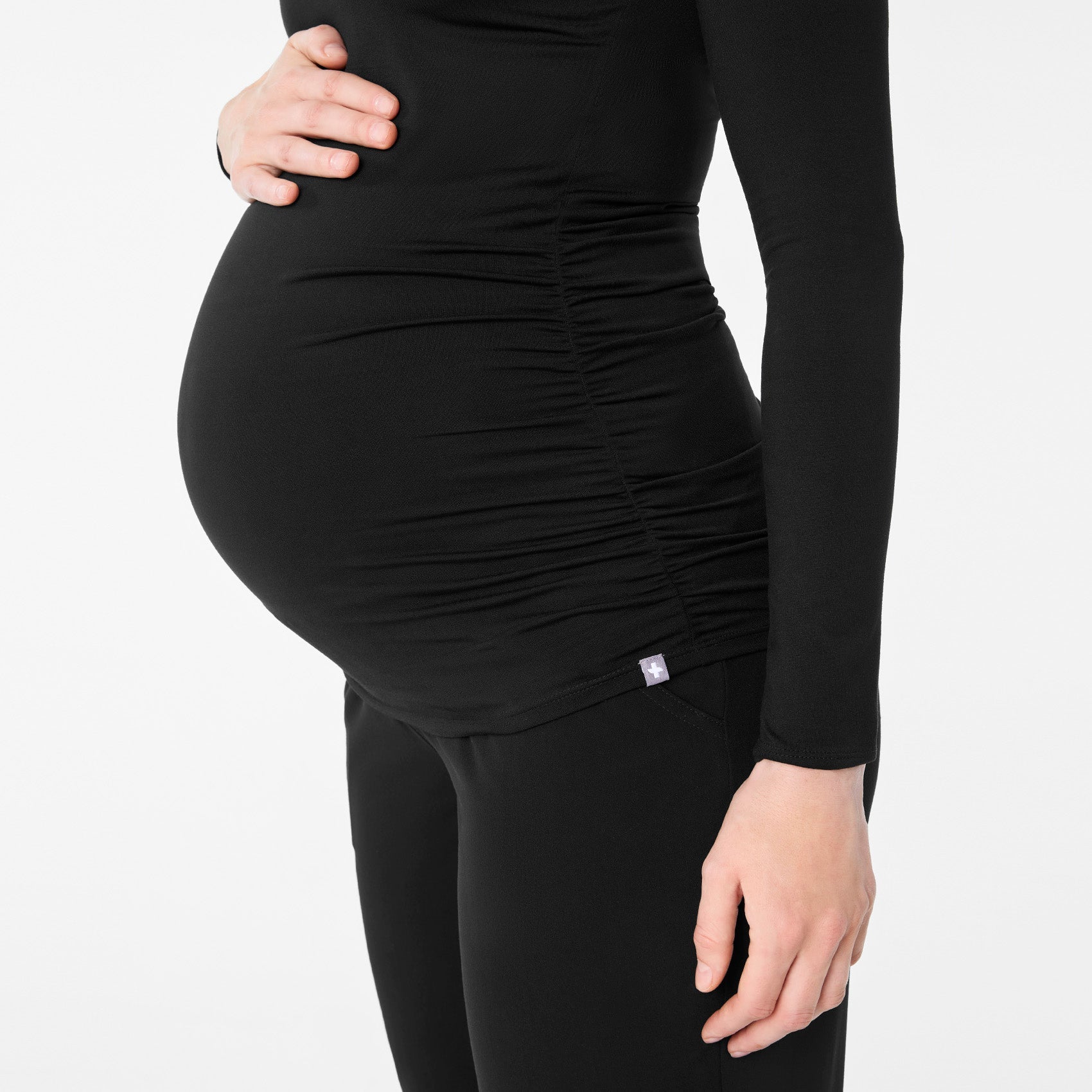 Cary Maternity Long-Sleeve Underscrub - Black
