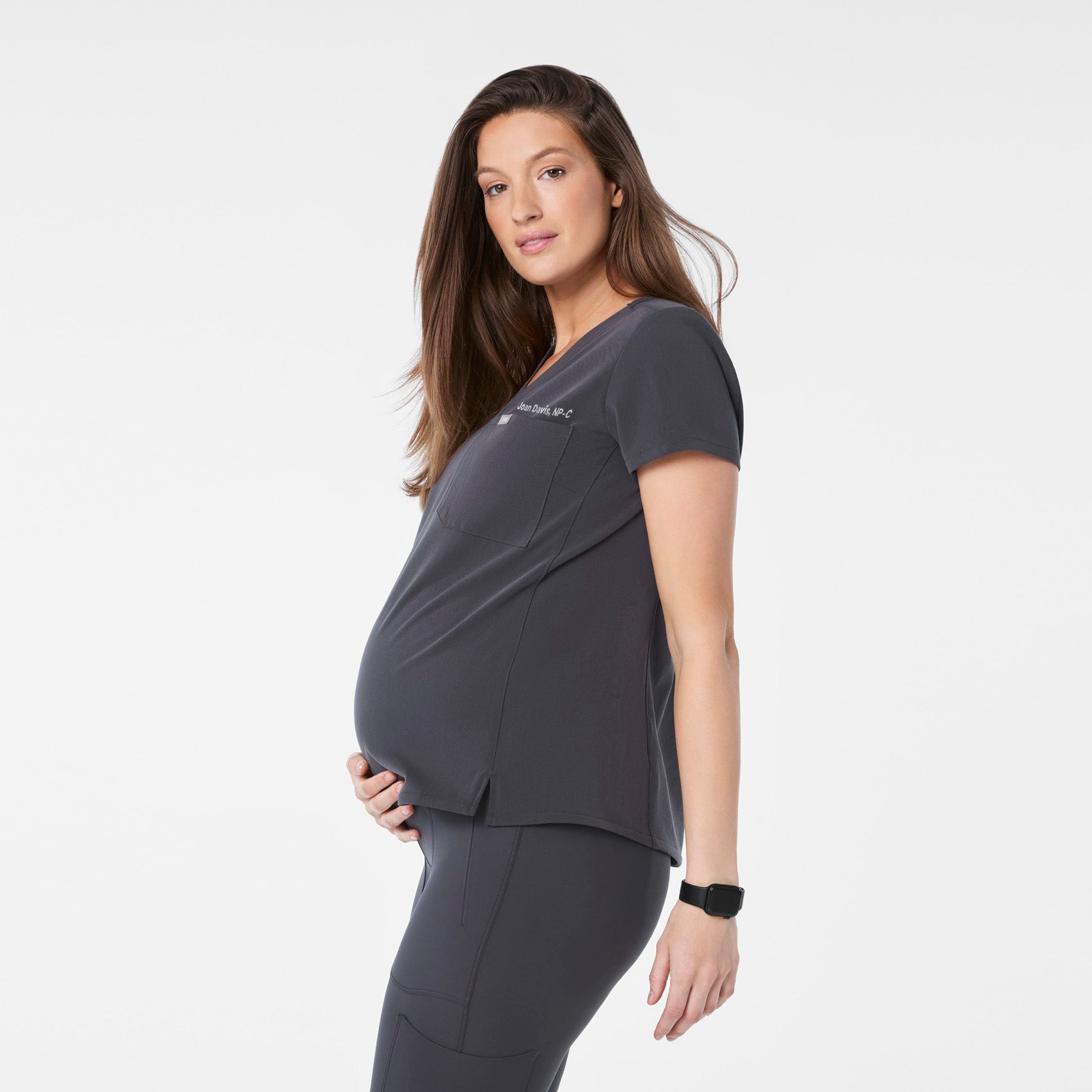 Catarina Maternity Scrub Top - Charcoal