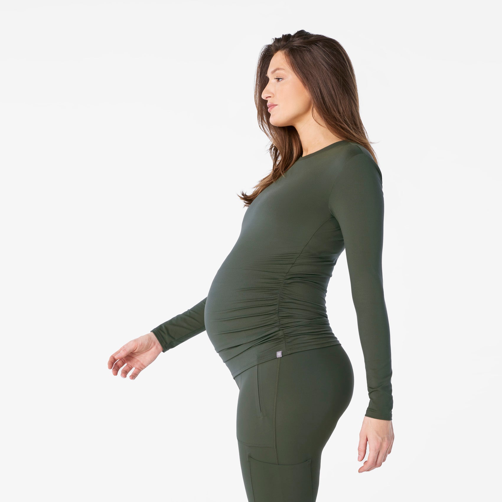 Cary Maternity Long-Sleeve Underscrub - Moss