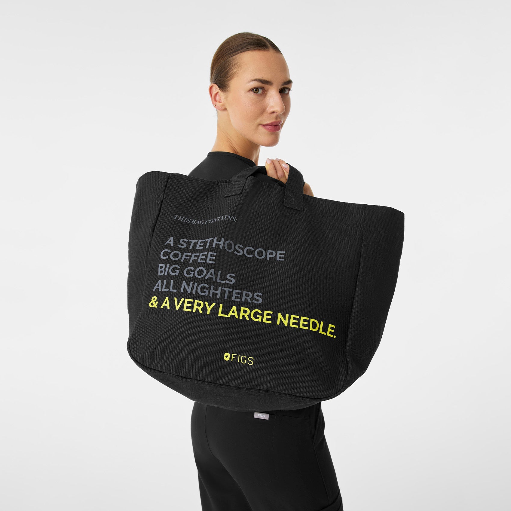 A Very Large Needle Detachable Strap Tote - Black