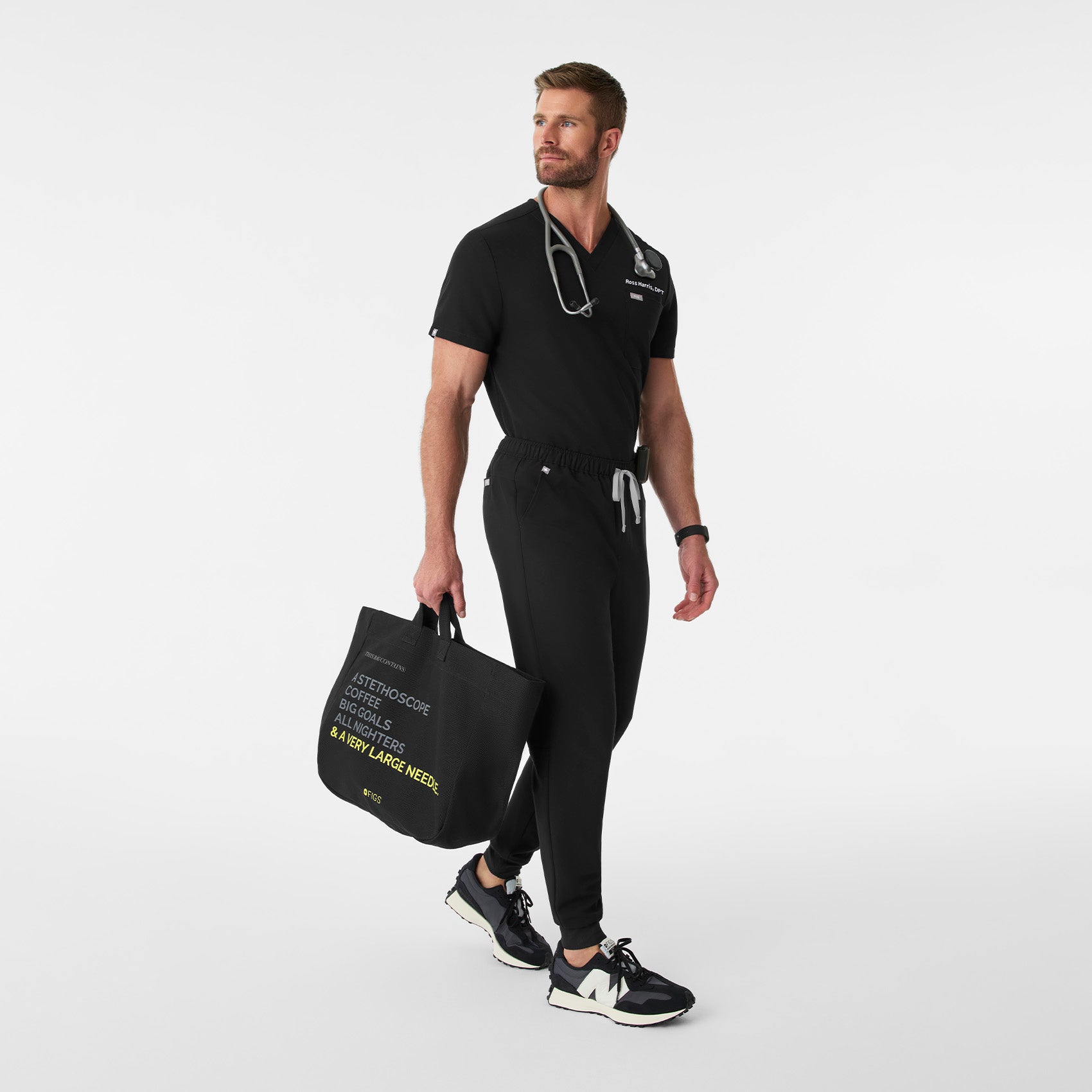 A Very Large Needle Detachable Strap Tote - Black
