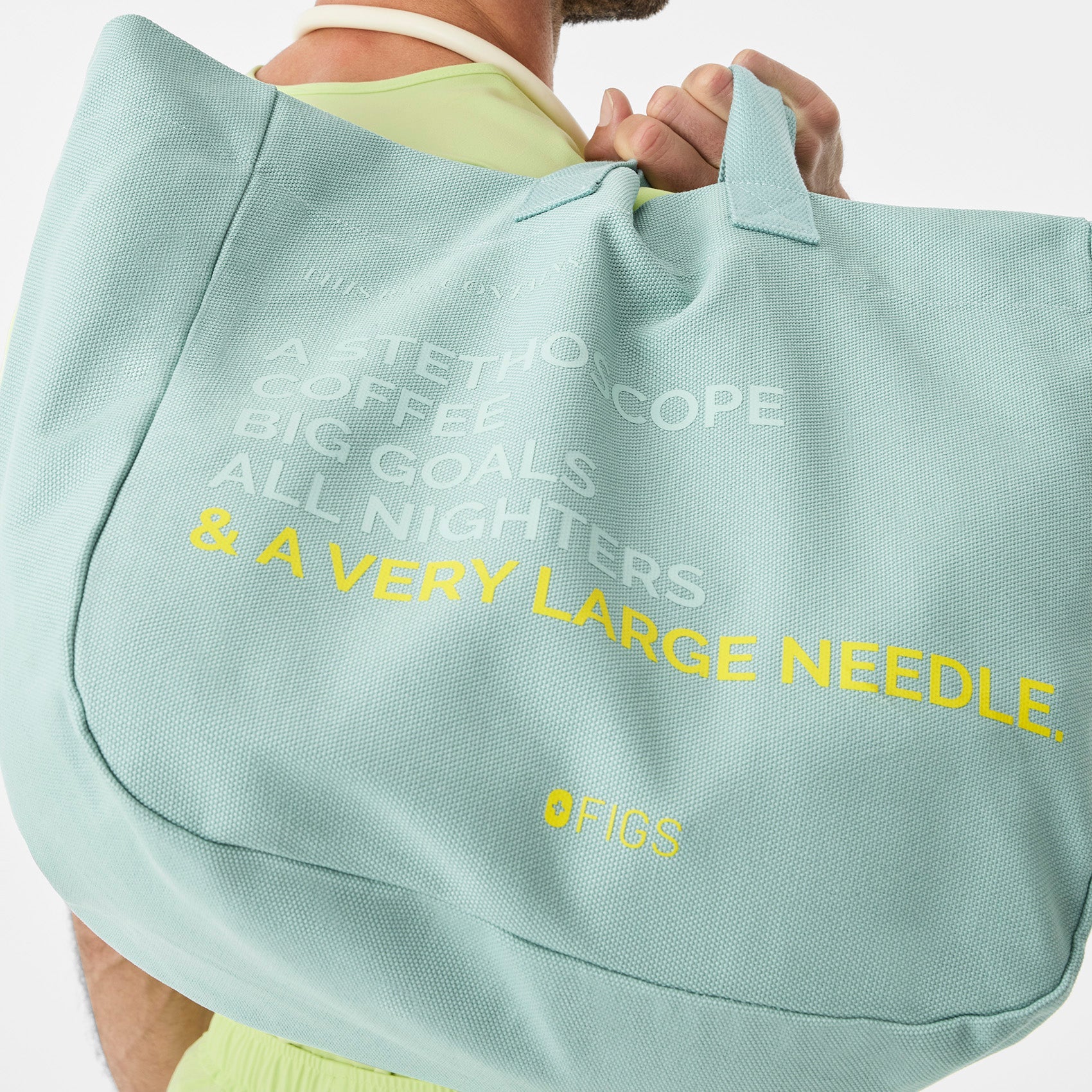A Very Large Needle Detachable Strap Tote - Seaglass