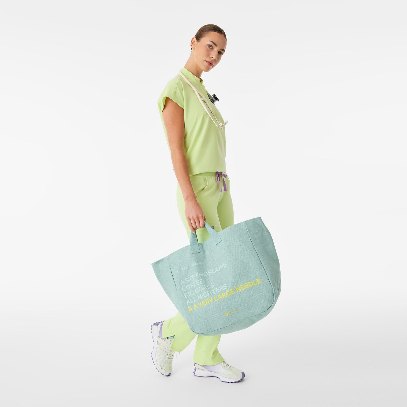A Very Large Needle Detachable Strap Tote - Seaglass