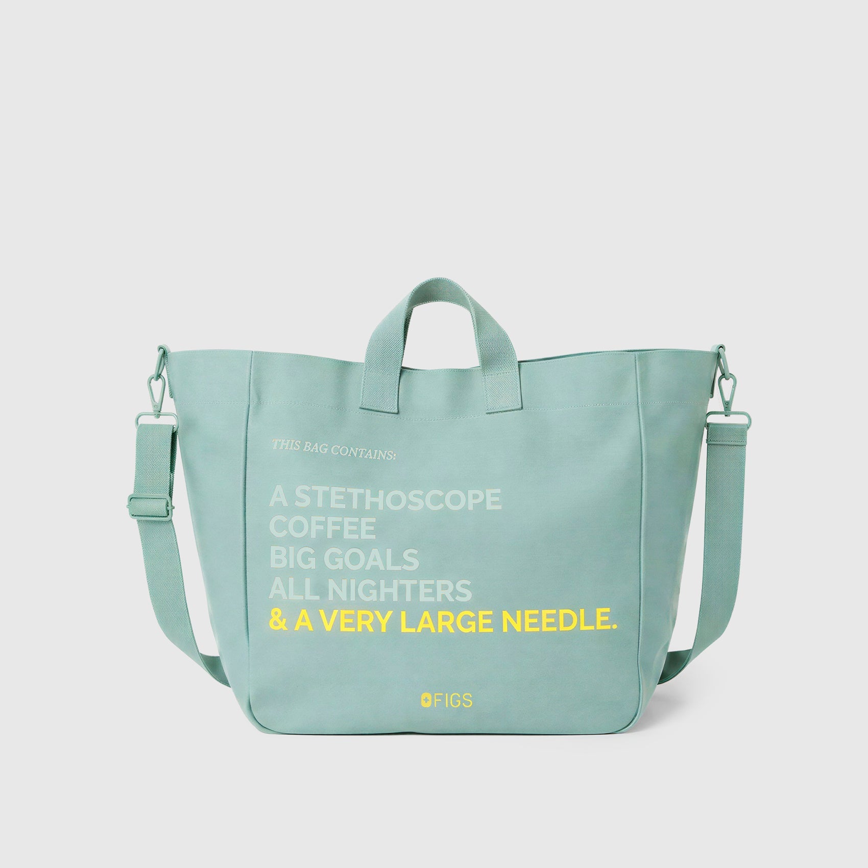 A Very Large Needle Detachable Strap Tote - Seaglass