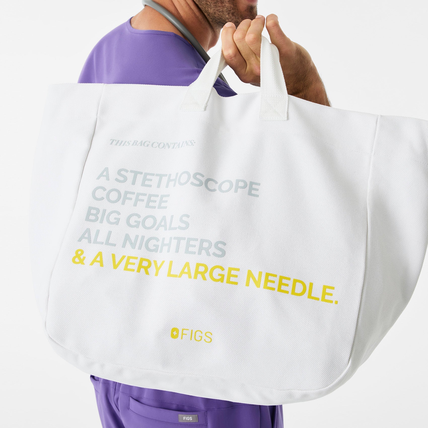 A Very Large Needle Detachable Strap Tote - Optic White