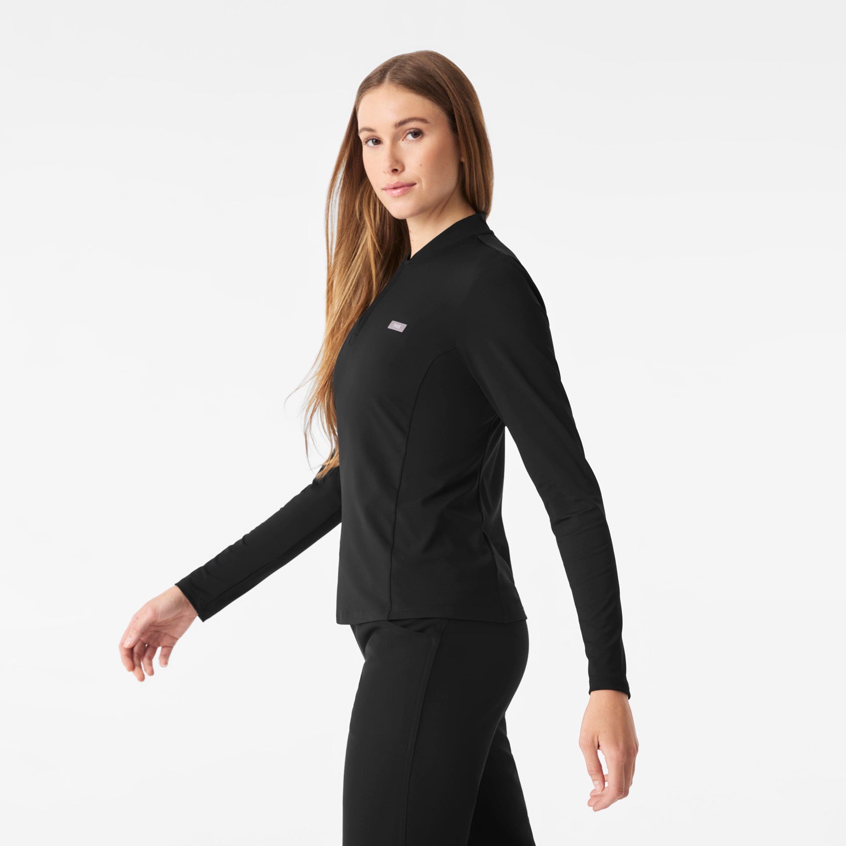 Bree Slim Long-Sleeve Scrub Top - Black